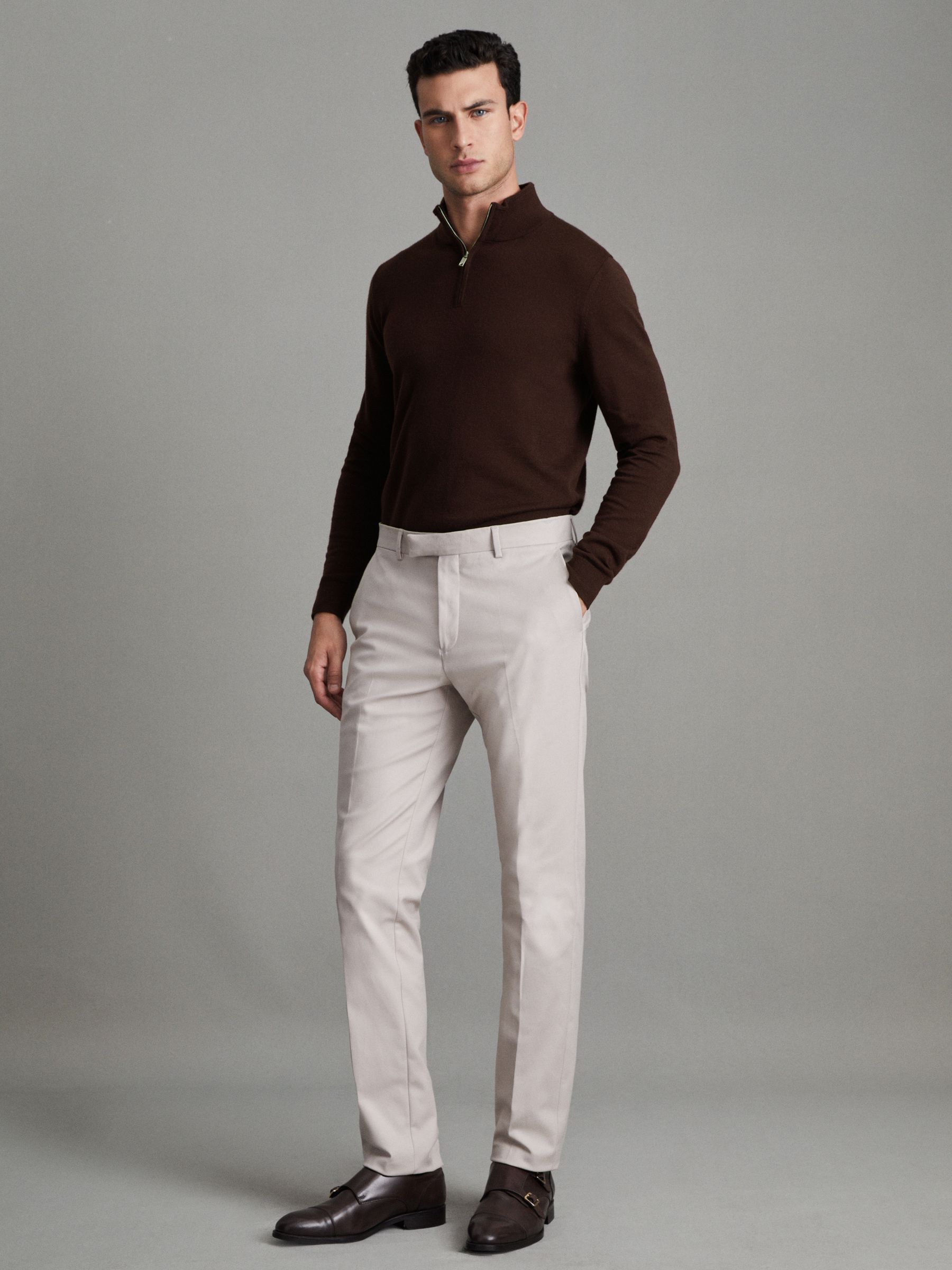Blackhall Bordeaux Merino Wool Half-Zip Funnel Neck Jumper - Image 3 of 7