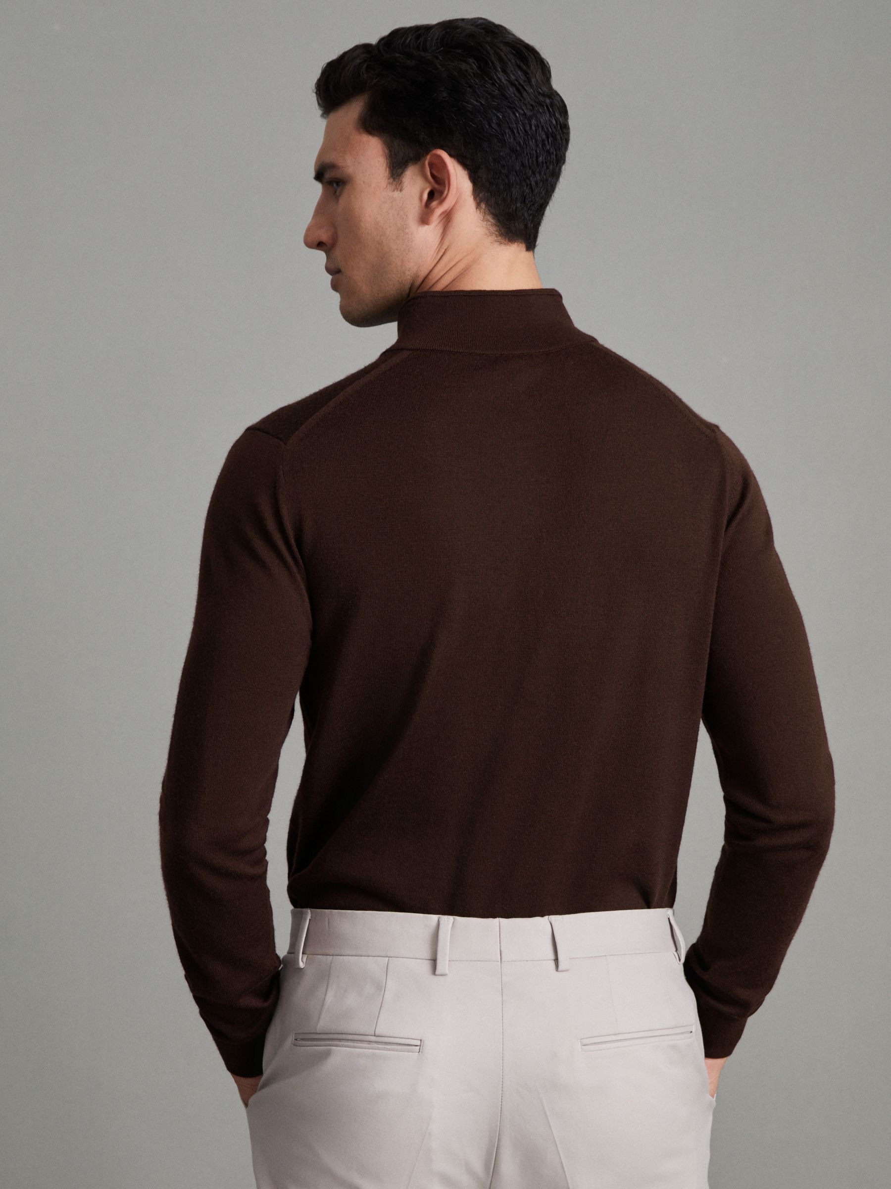 Blackhall Bordeaux Merino Wool Half-Zip Funnel Neck Jumper - Image 4 of 7