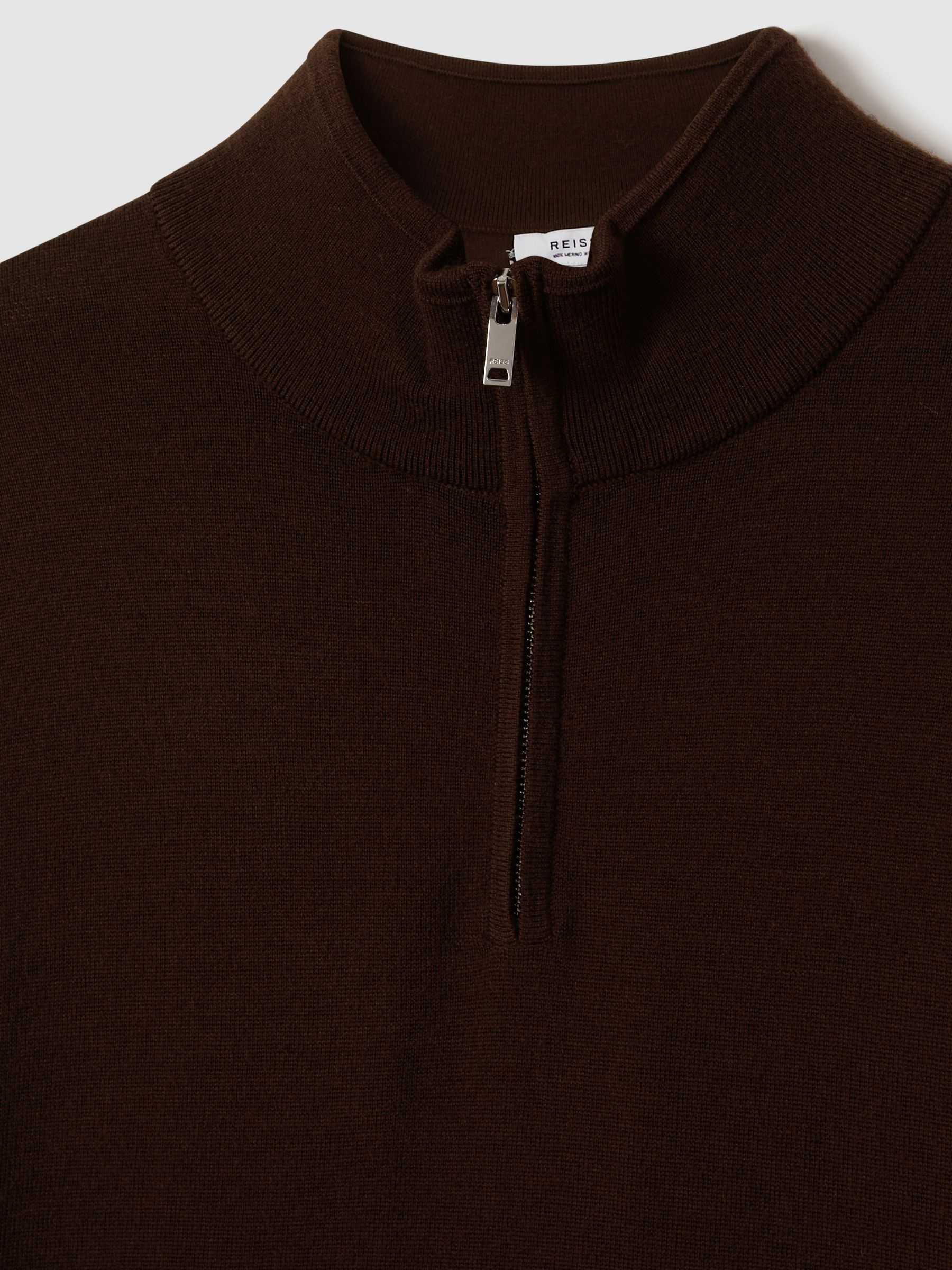Blackhall Bordeaux Merino Wool Half-Zip Funnel Neck Jumper - Image 6 of 7