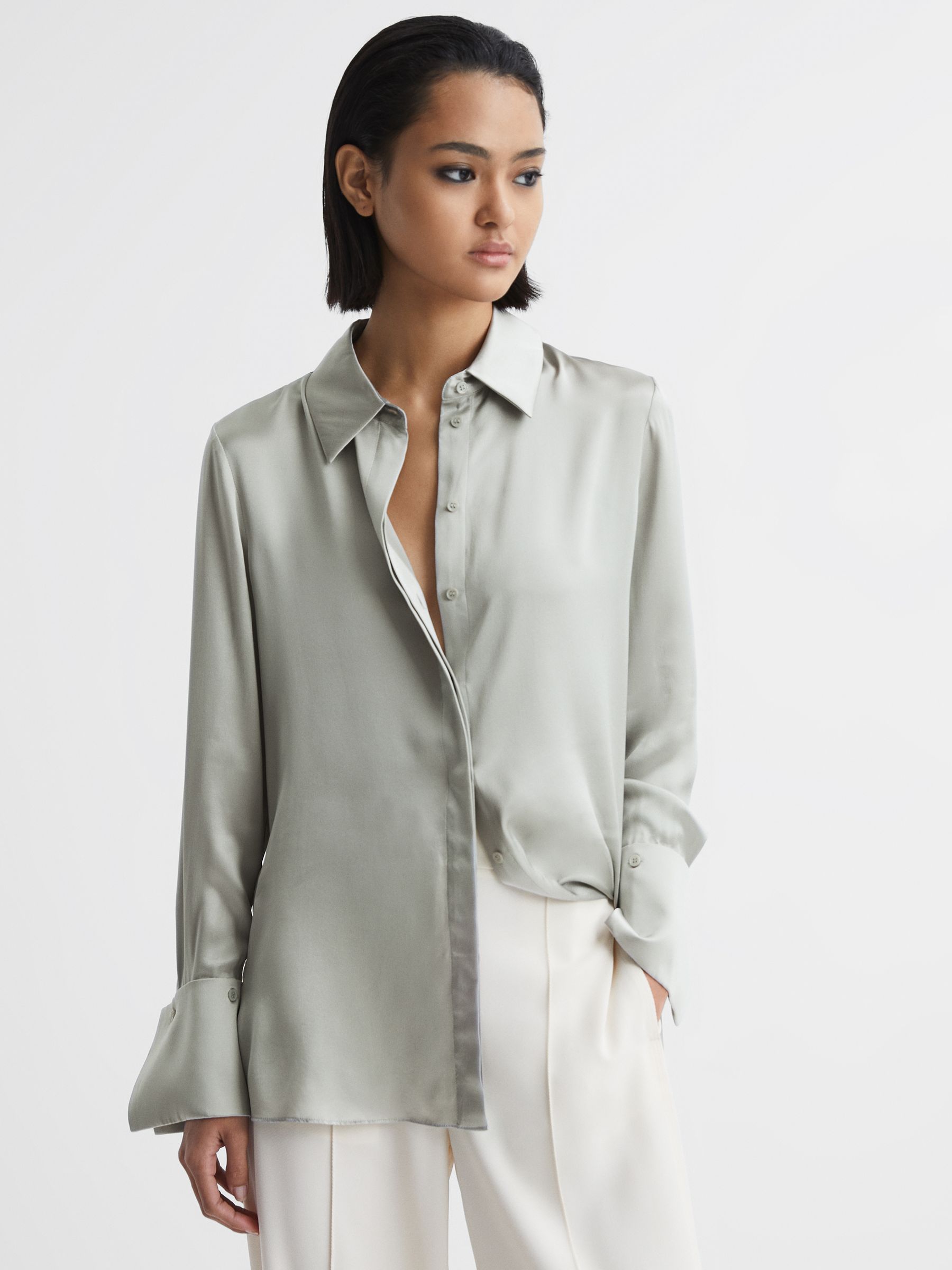 Silk Shirt in Aquamarine - Image 6 of 7