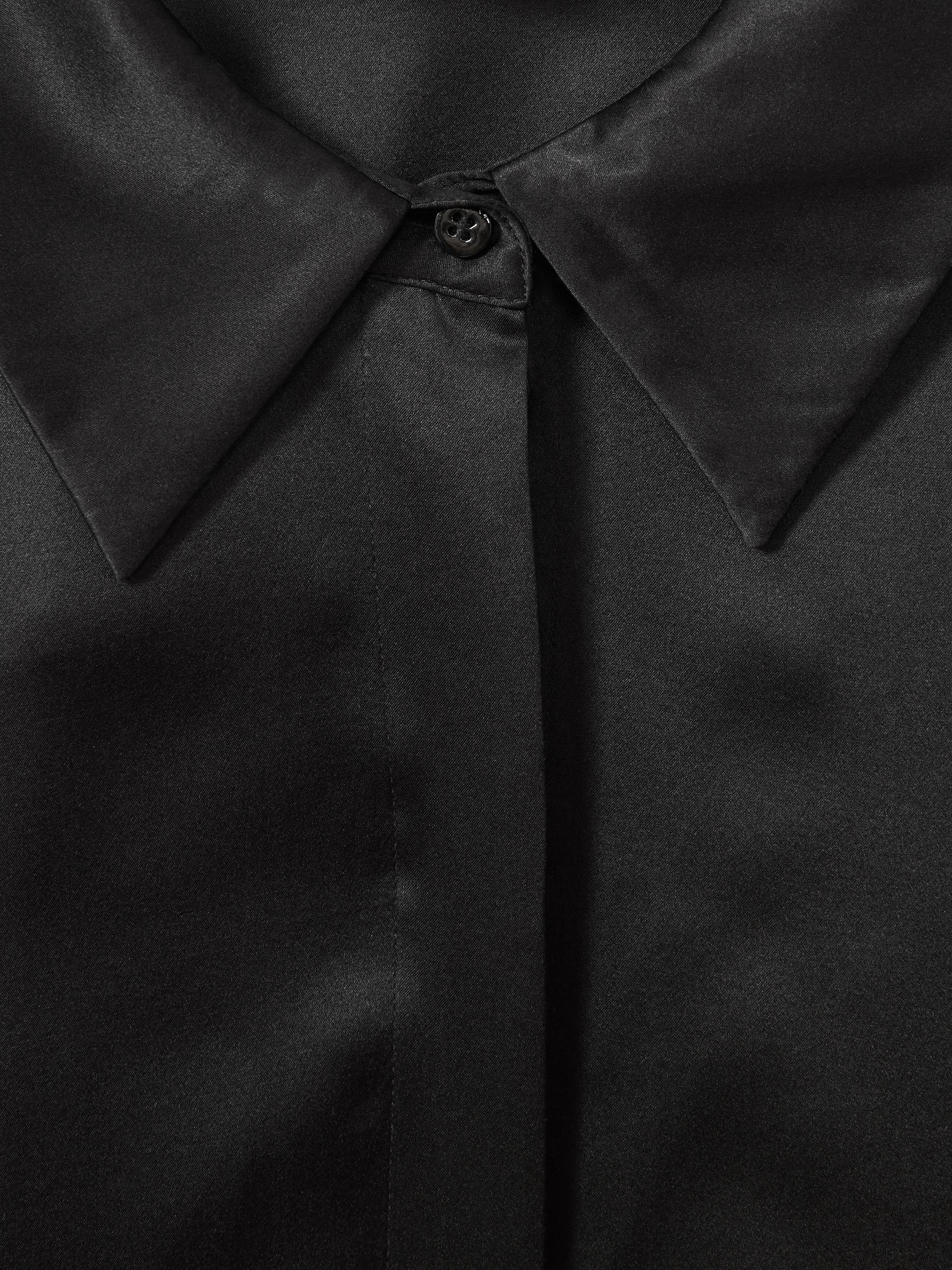 Silk Double-Cuff Button-Through Shirt in Black - Image 6 of 6