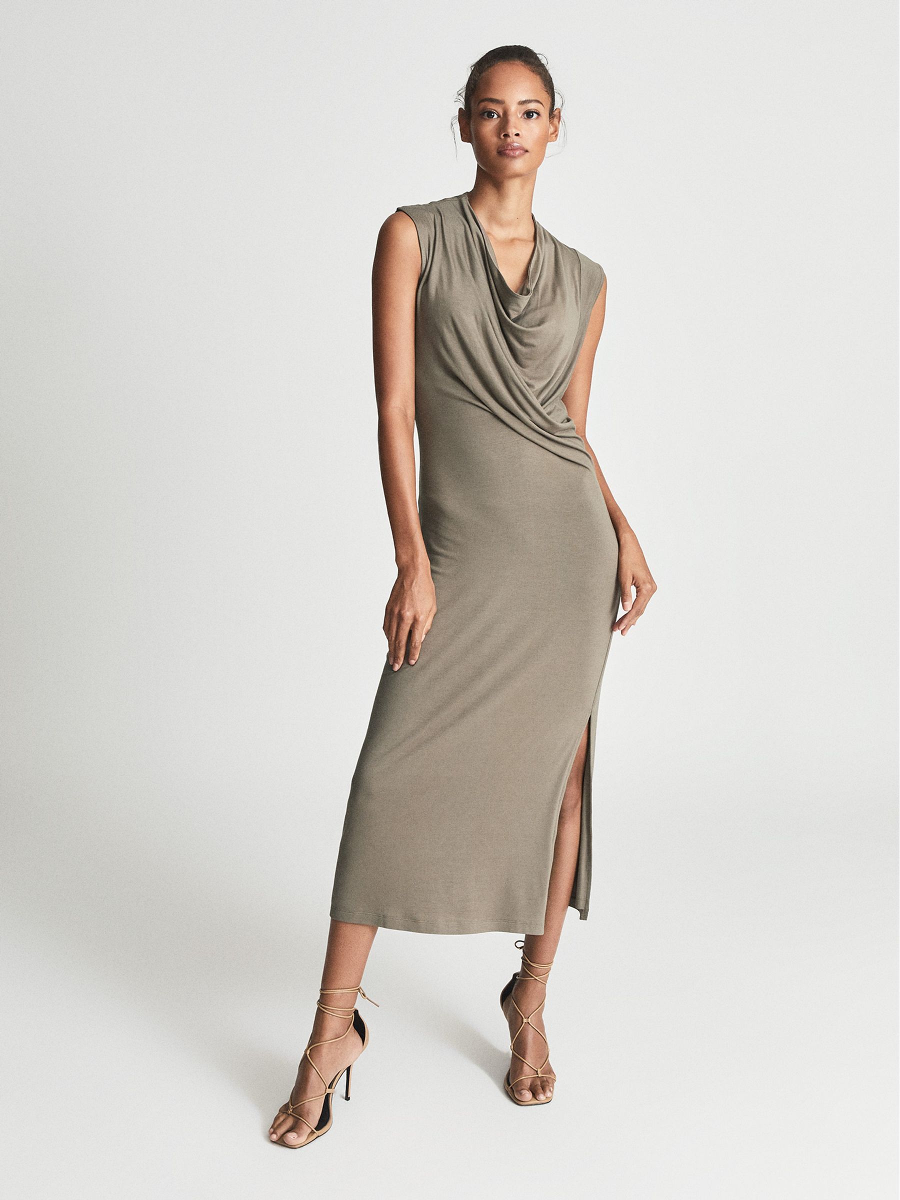 Fine Jersey Midi Dress in Camel - Image 1 of 6