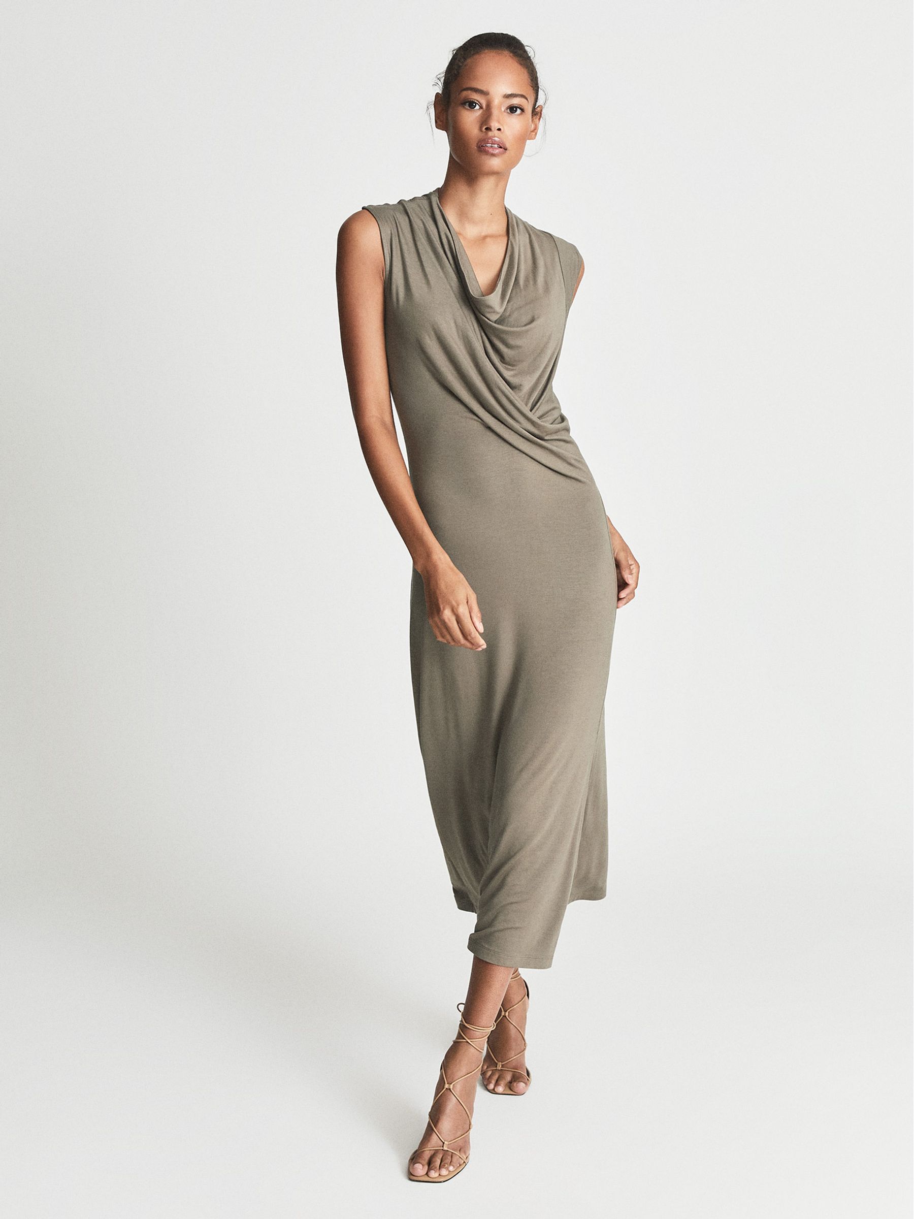 Fine Jersey Midi Dress in Camel - Image 4 of 6