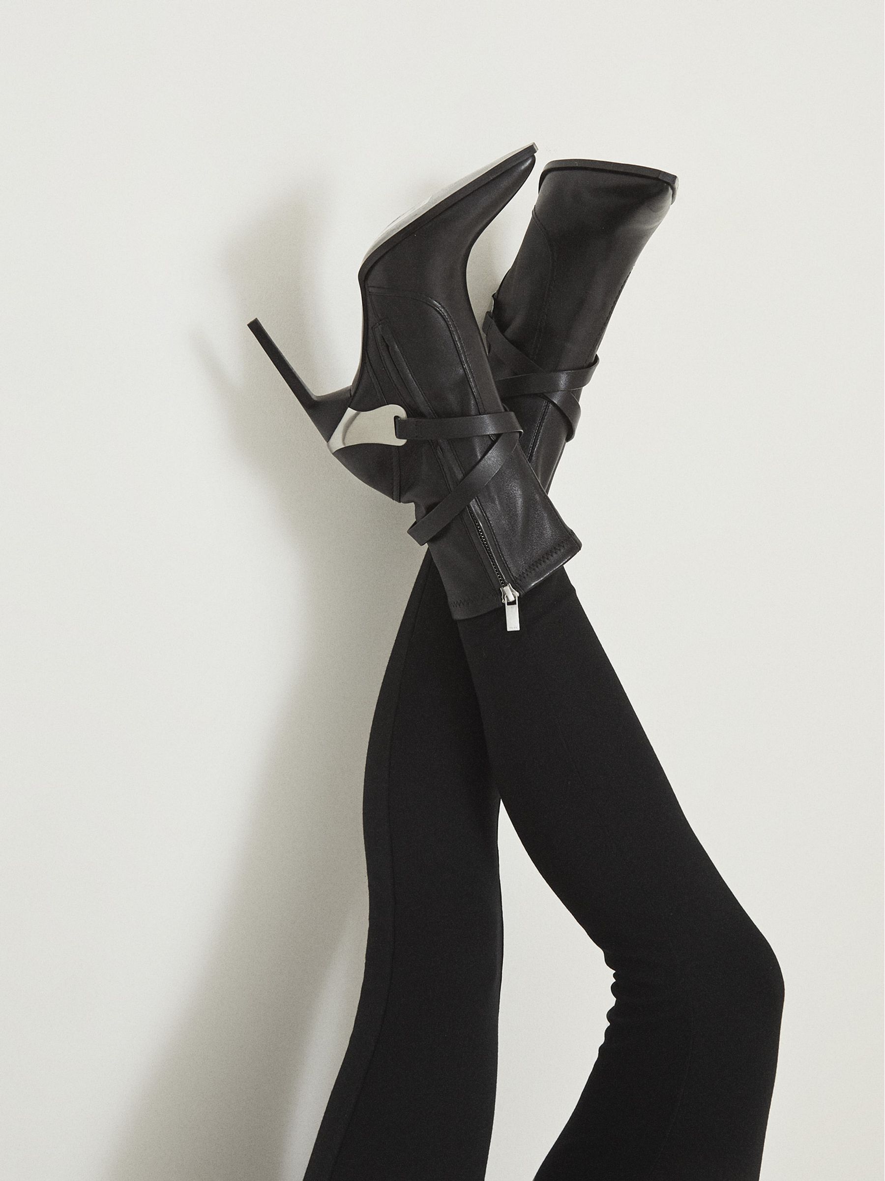 Hayworth High Leather Point Toe Boots in Black - Image 1 of 6 Hayworth High Leather Point Toe Boots in Black - Image 1 of 6