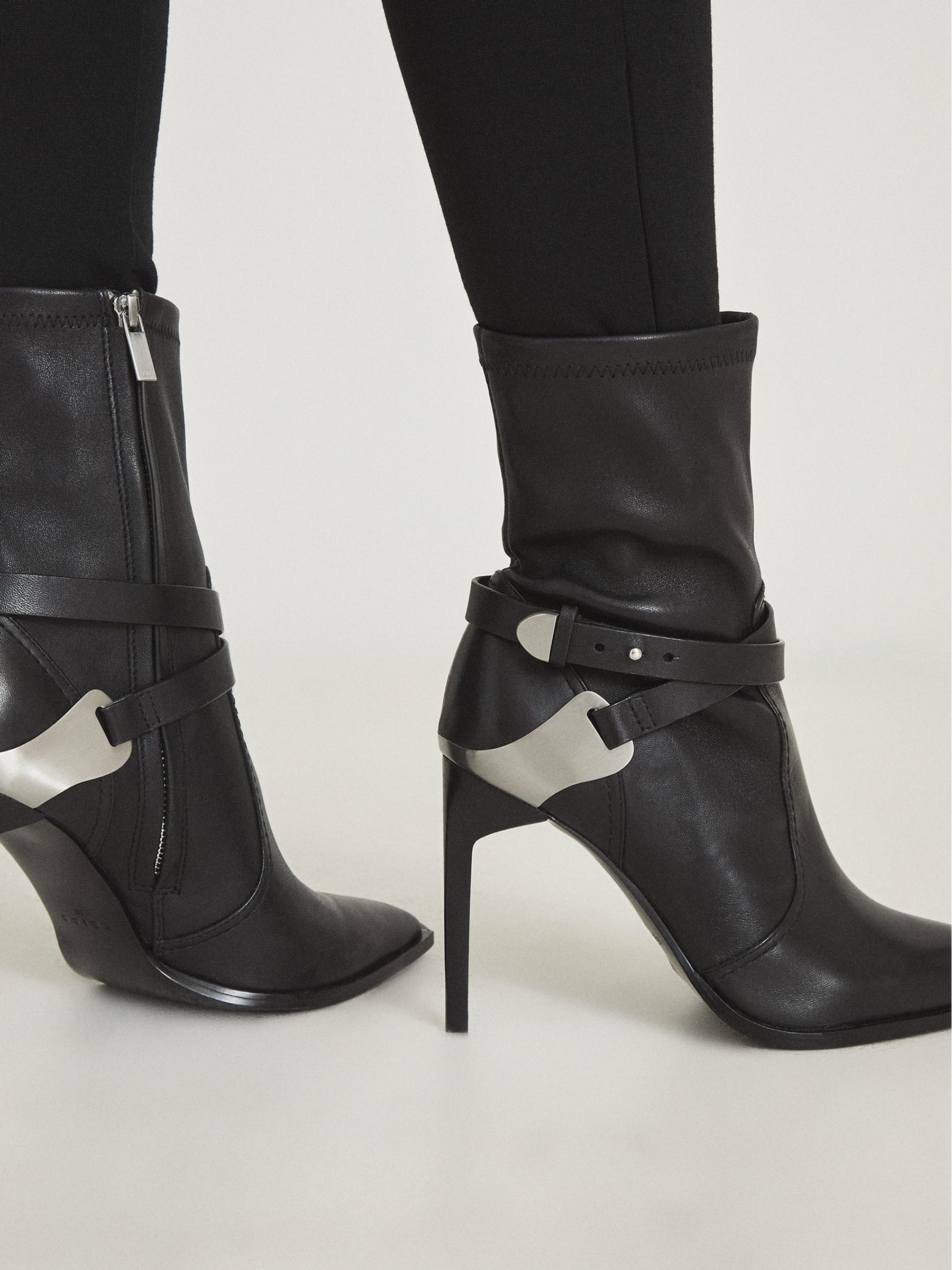 Hayworth High Leather Point Toe Boots in Black - Image 6 of 6