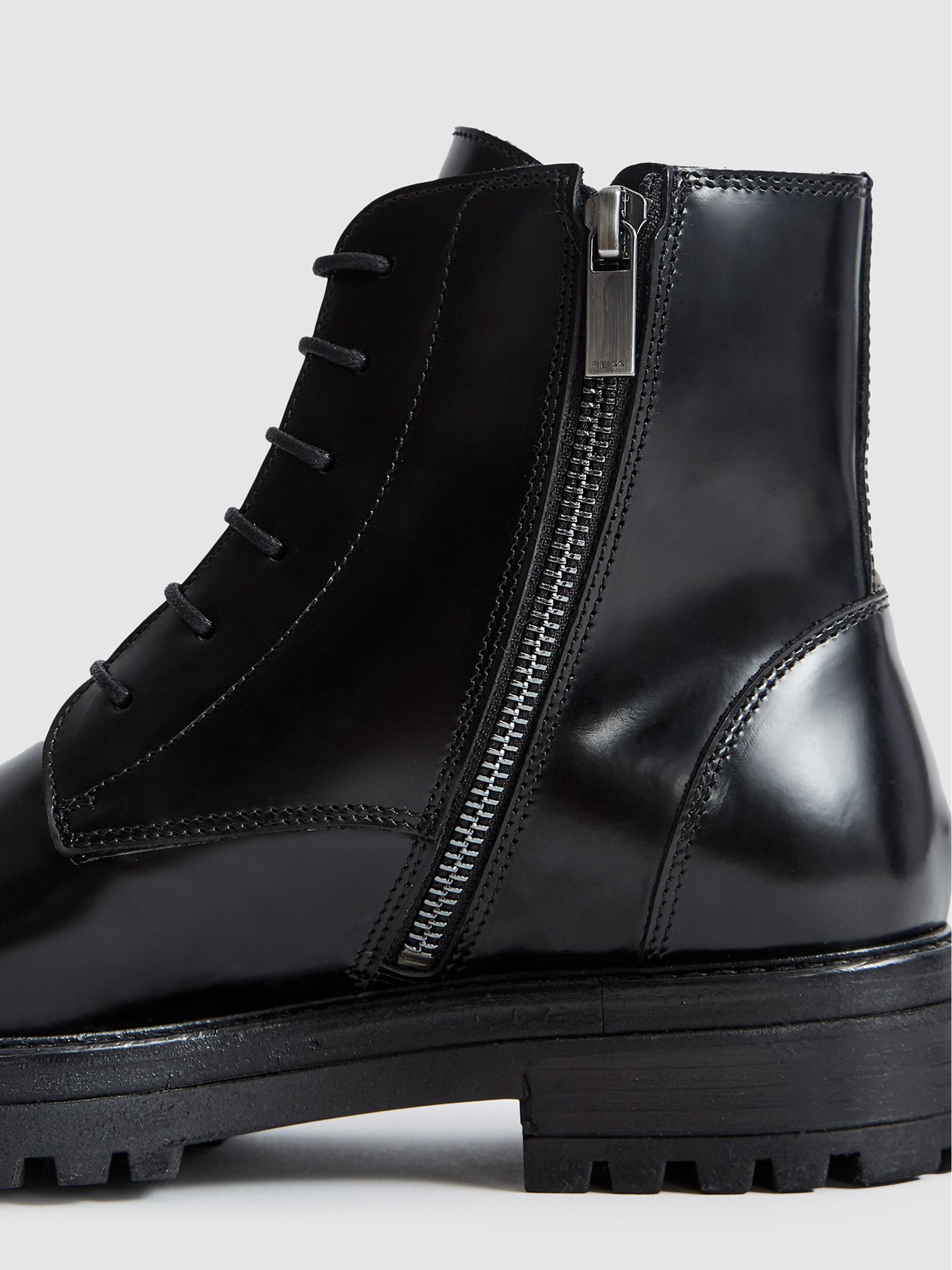 Leather Ankle Boots in Black - Image 4 of 6