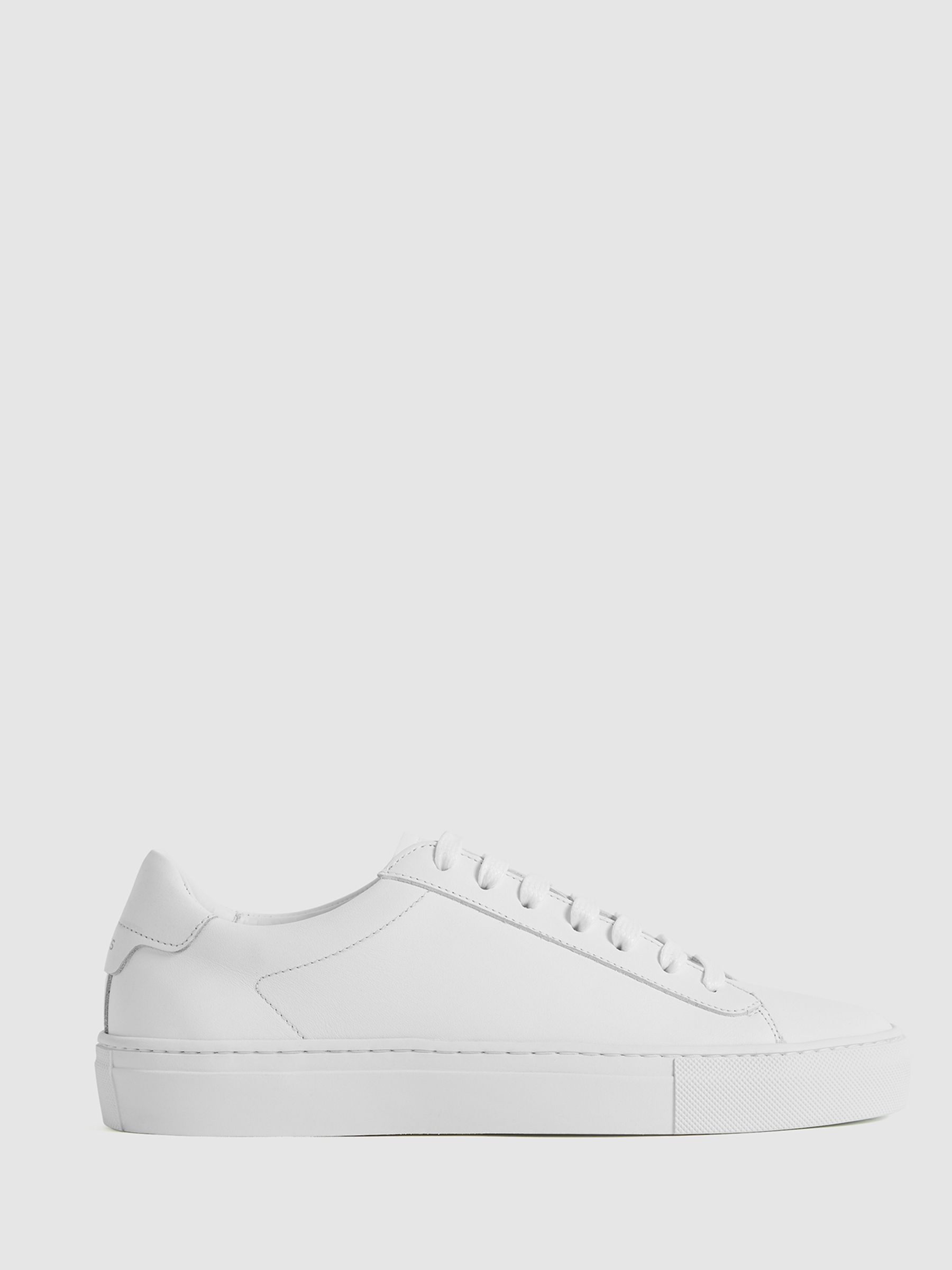 Leather Contrast Sole Trainers in White - Image 2 of 6