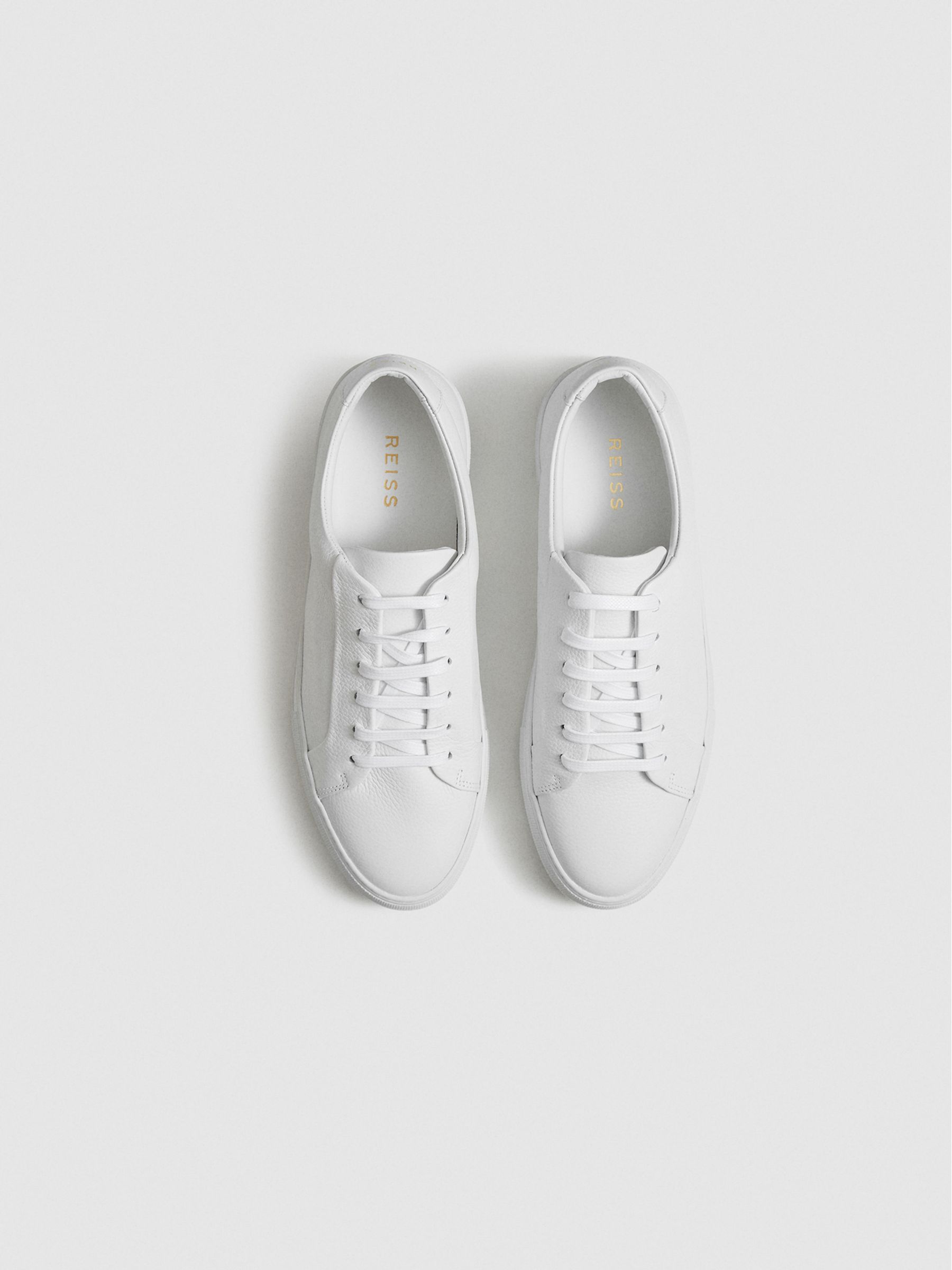 Leather Contrast Sole Trainers in White - Image 3 of 6