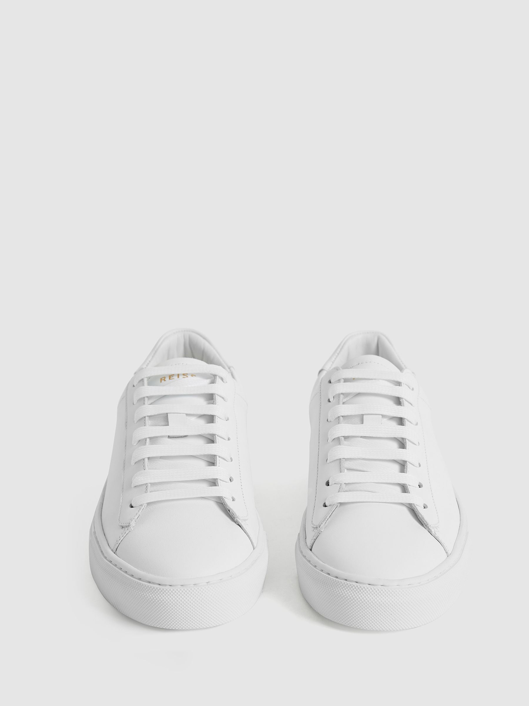 Leather Contrast Sole Trainers in White - Image 4 of 6