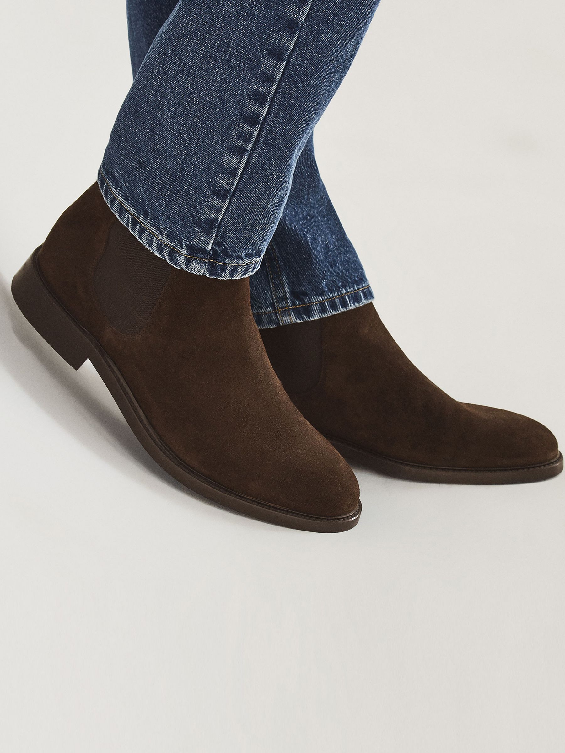 Suede Leather Chelsea Boots in Dark Brown - Image 8 of 8