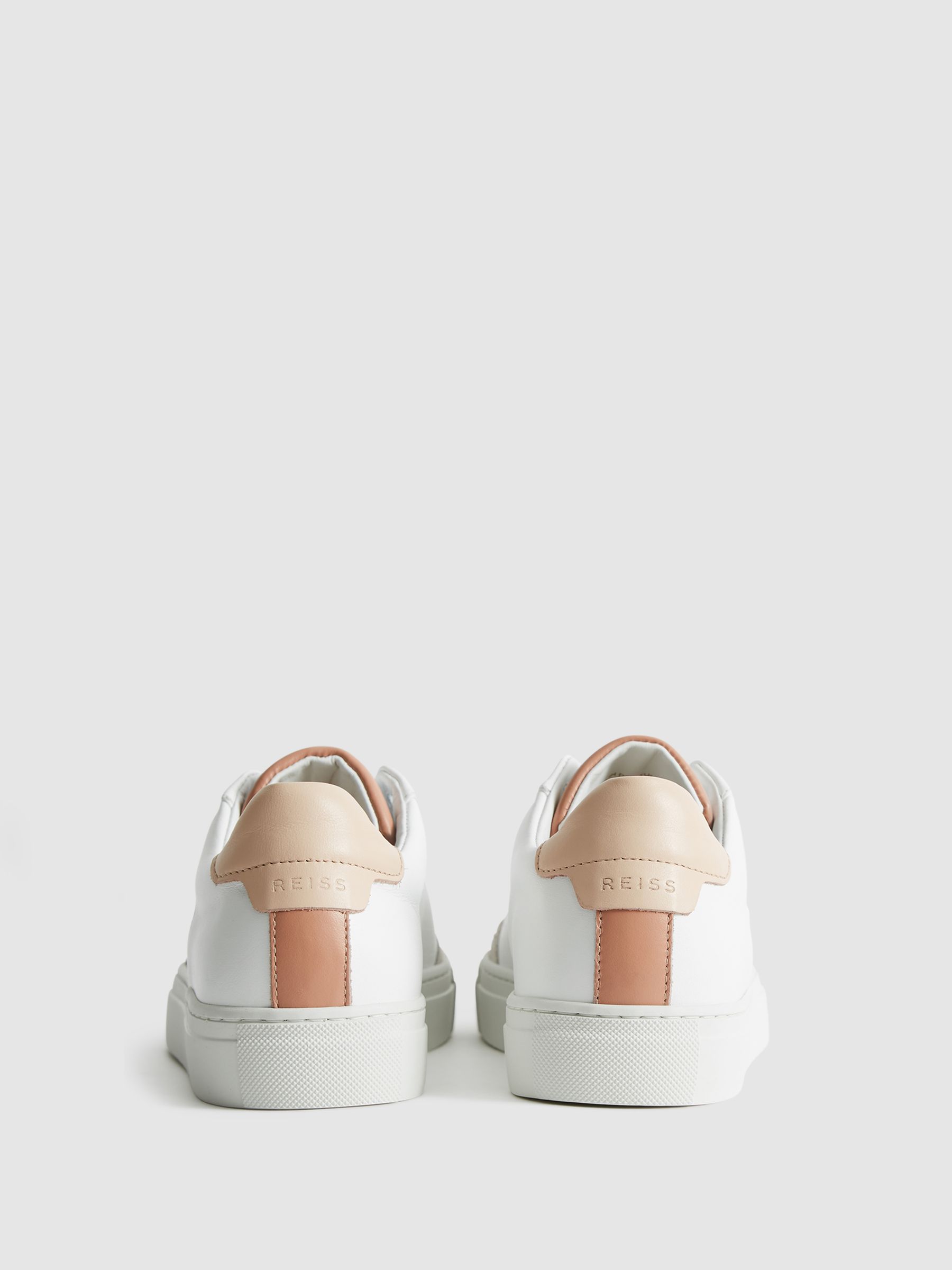 Low Top Leather Trainers in White/Mineral Pink - Image 6 of 9