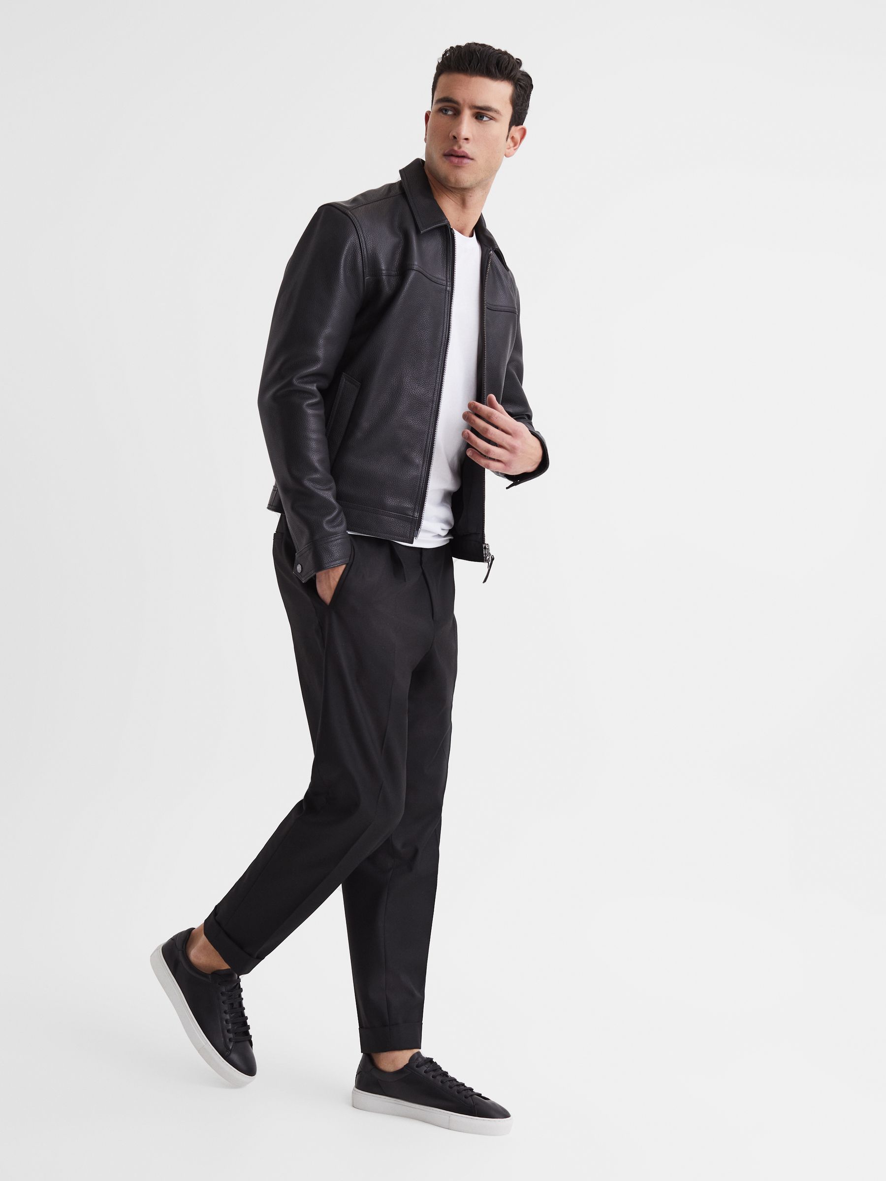 Leather Trainers in Black - Image 2 of 7