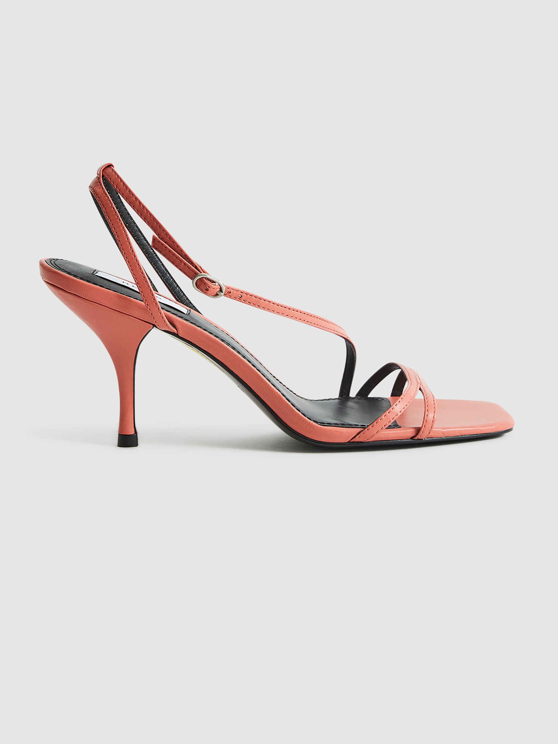 Leather Strappy Sandal in Coral - Image 2 of 7