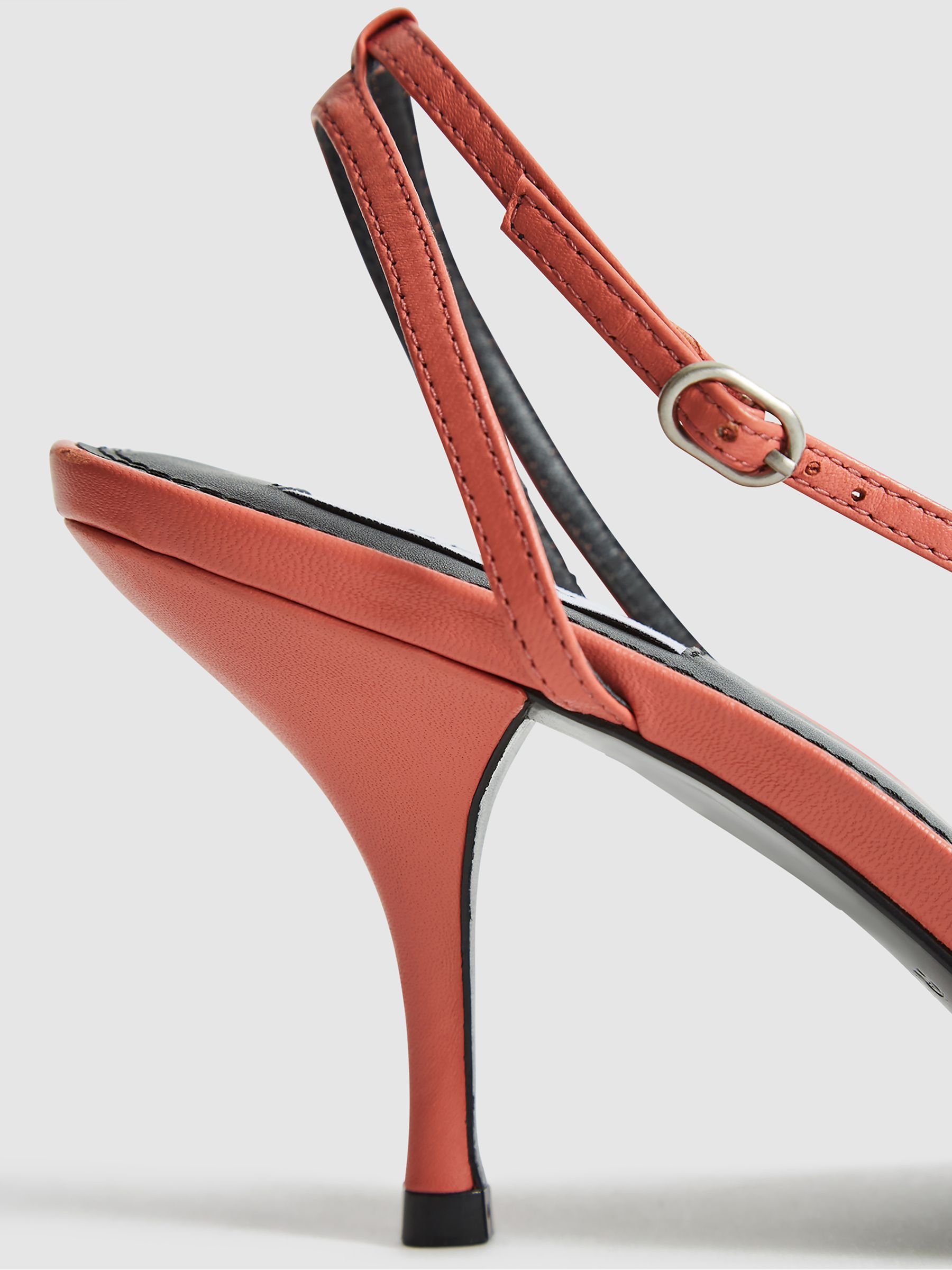 Leather Strappy Sandal in Coral - Image 6 of 7