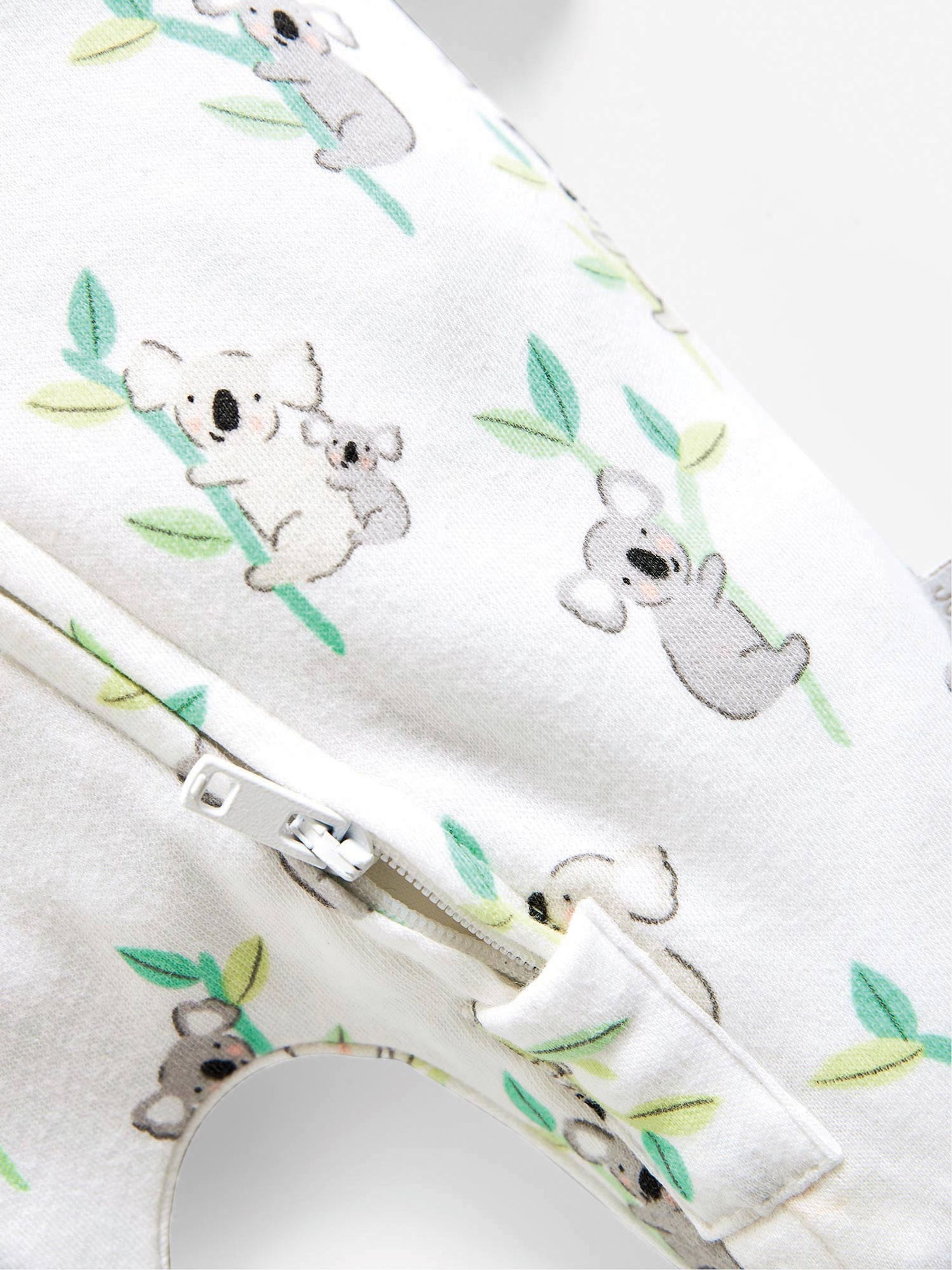 White Koala Print Zip Cotton Baby Sleepsuit - Image 2 of 5