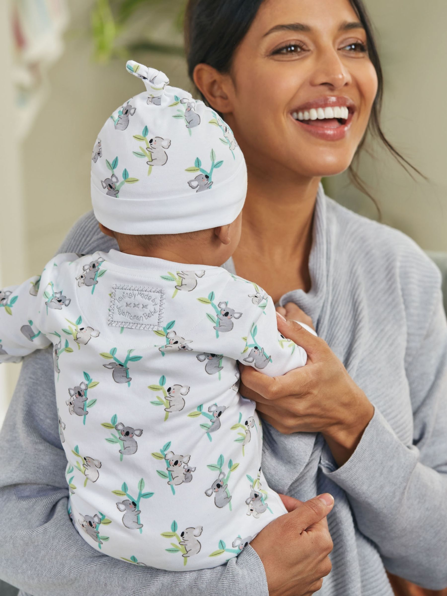 White Koala Print Zip Cotton Baby Sleepsuit - Image 4 of 5