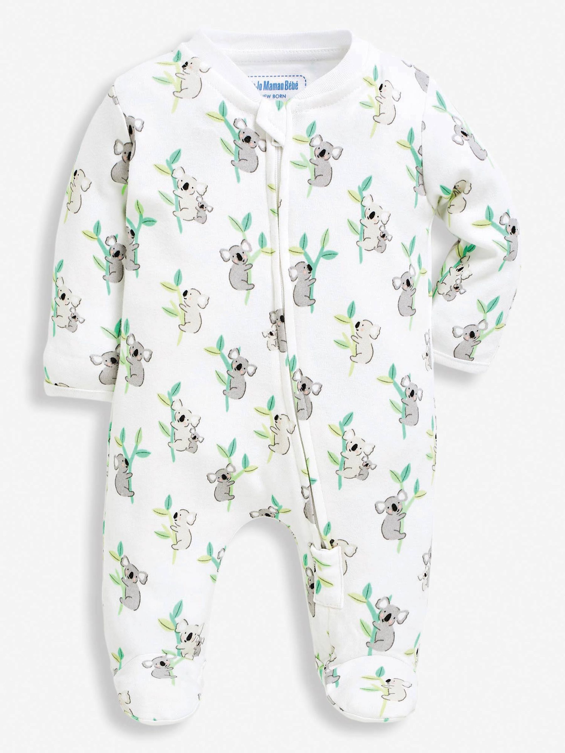 White Koala Print Zip Cotton Baby Sleepsuit - Image 5 of 5