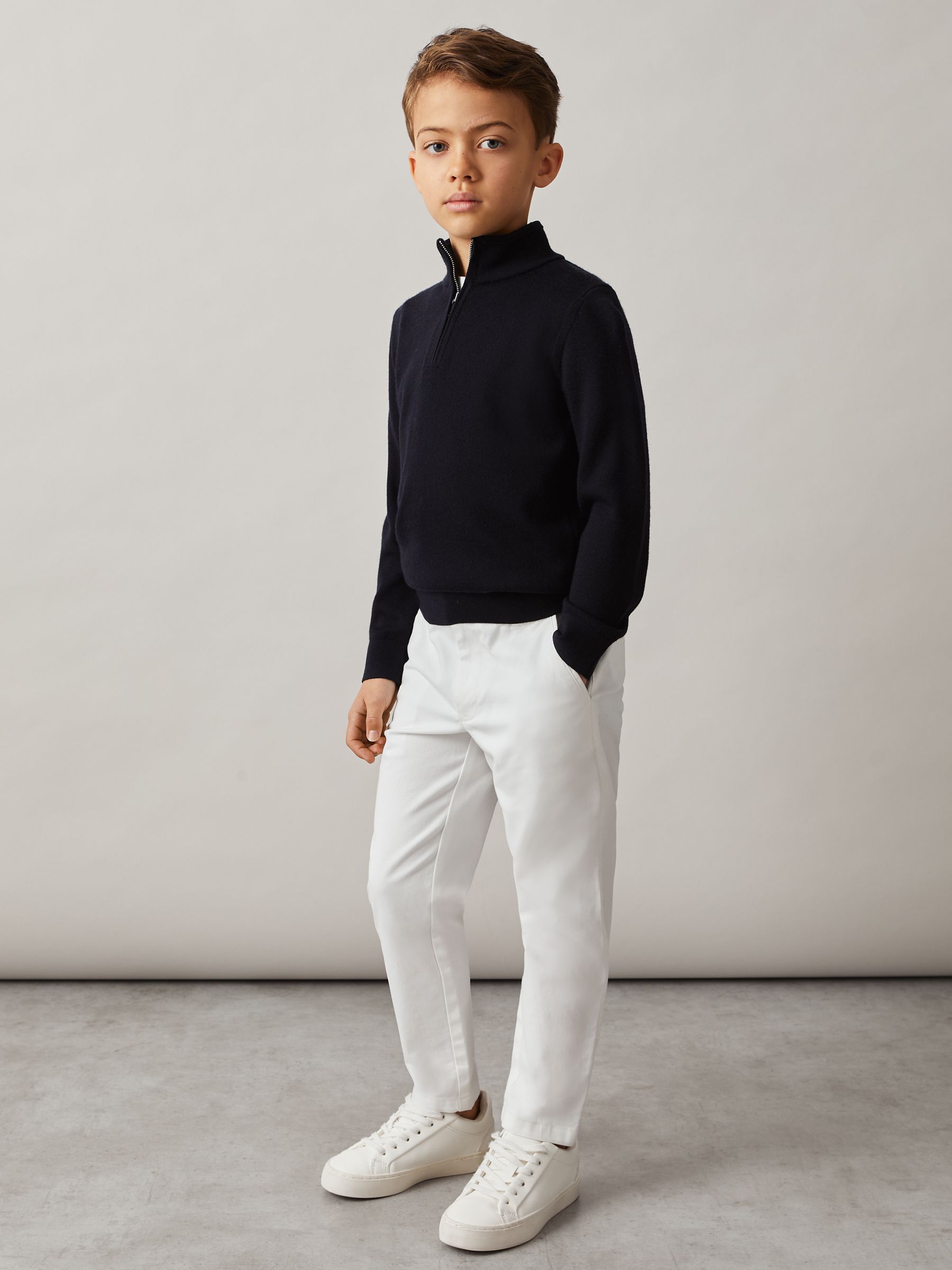 9-14 yrs Slim Fit Casual Chinos in White - Image 3 of 6