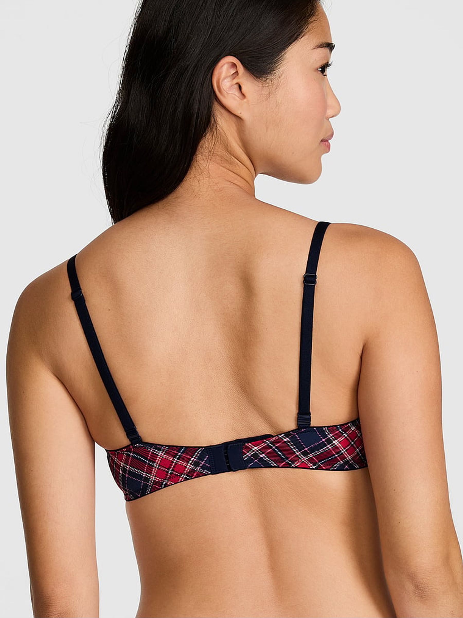 Navy Blue Tartan Lightly Lined Bra - Image 2 of 2 Navy Blue Tartan Lightly Lined Bra - Image 2 of 2
