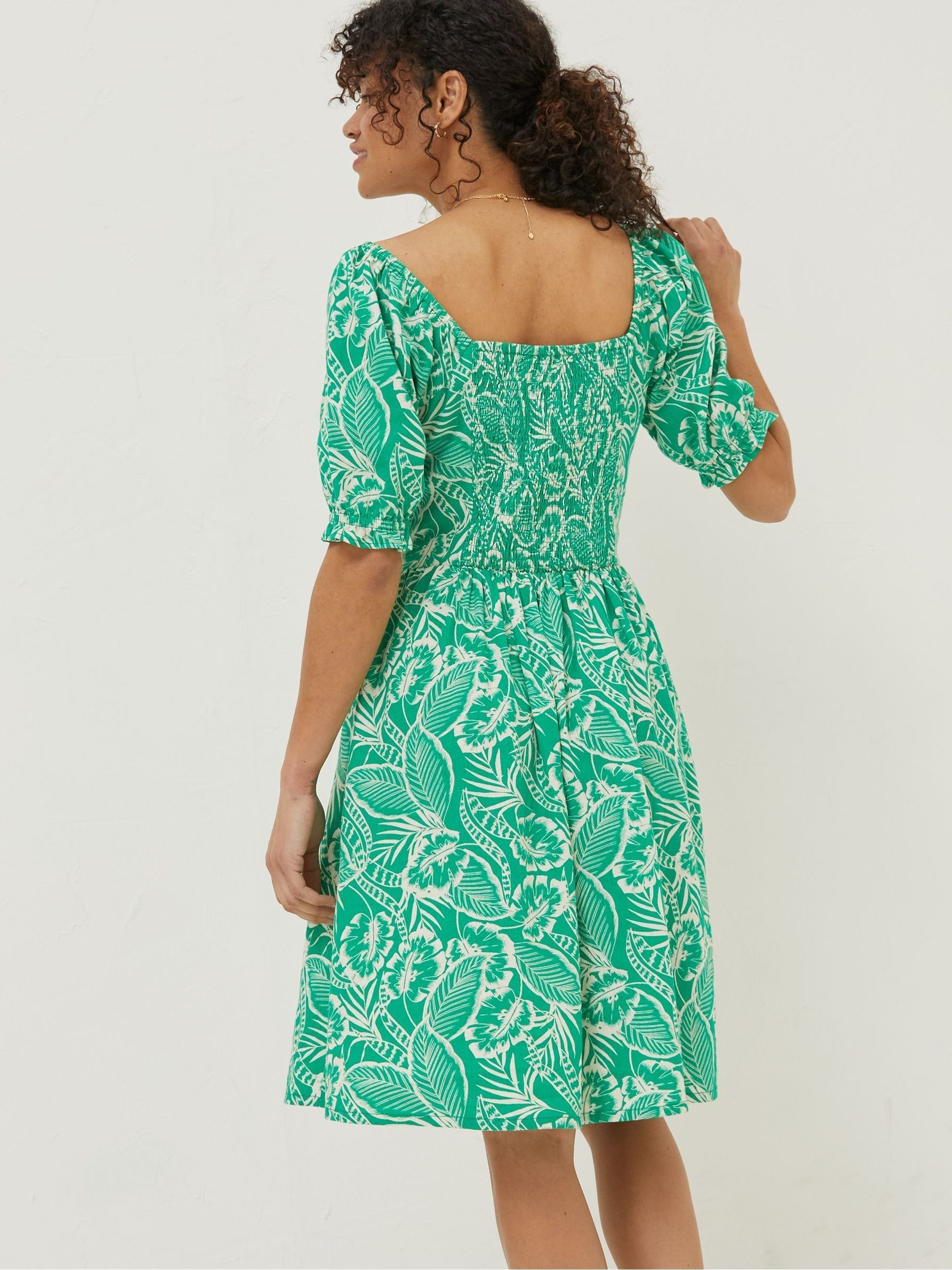 Green Aideen Linen Blend Leaf Dress - Image 2 of 6