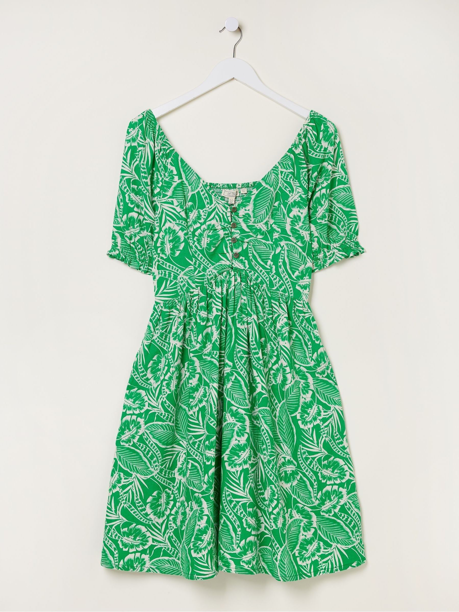 Green Aideen Linen Blend Leaf Dress - Image 6 of 6