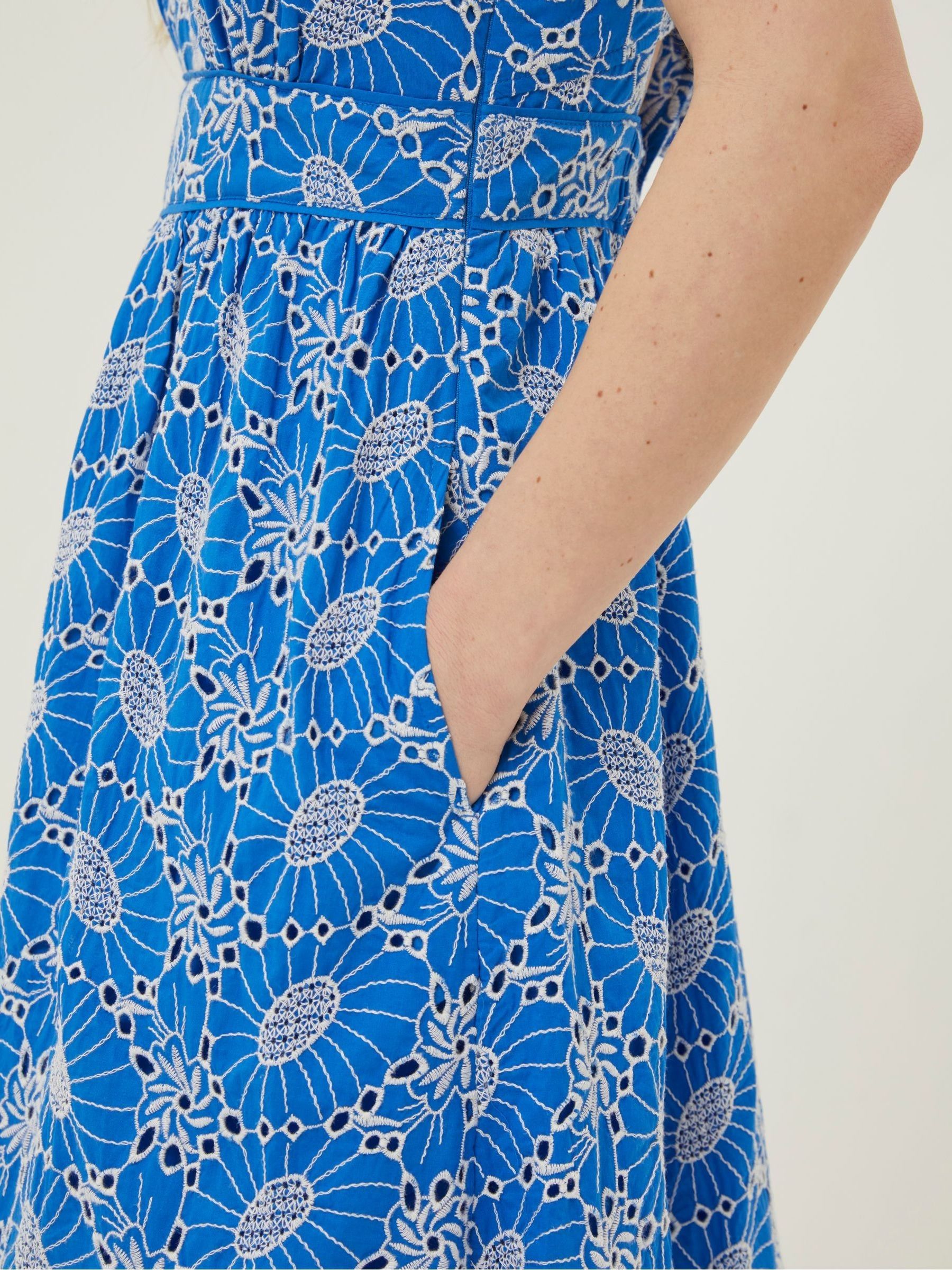 Blue Jayden Broderie Midi Dress - Image 4 of 6