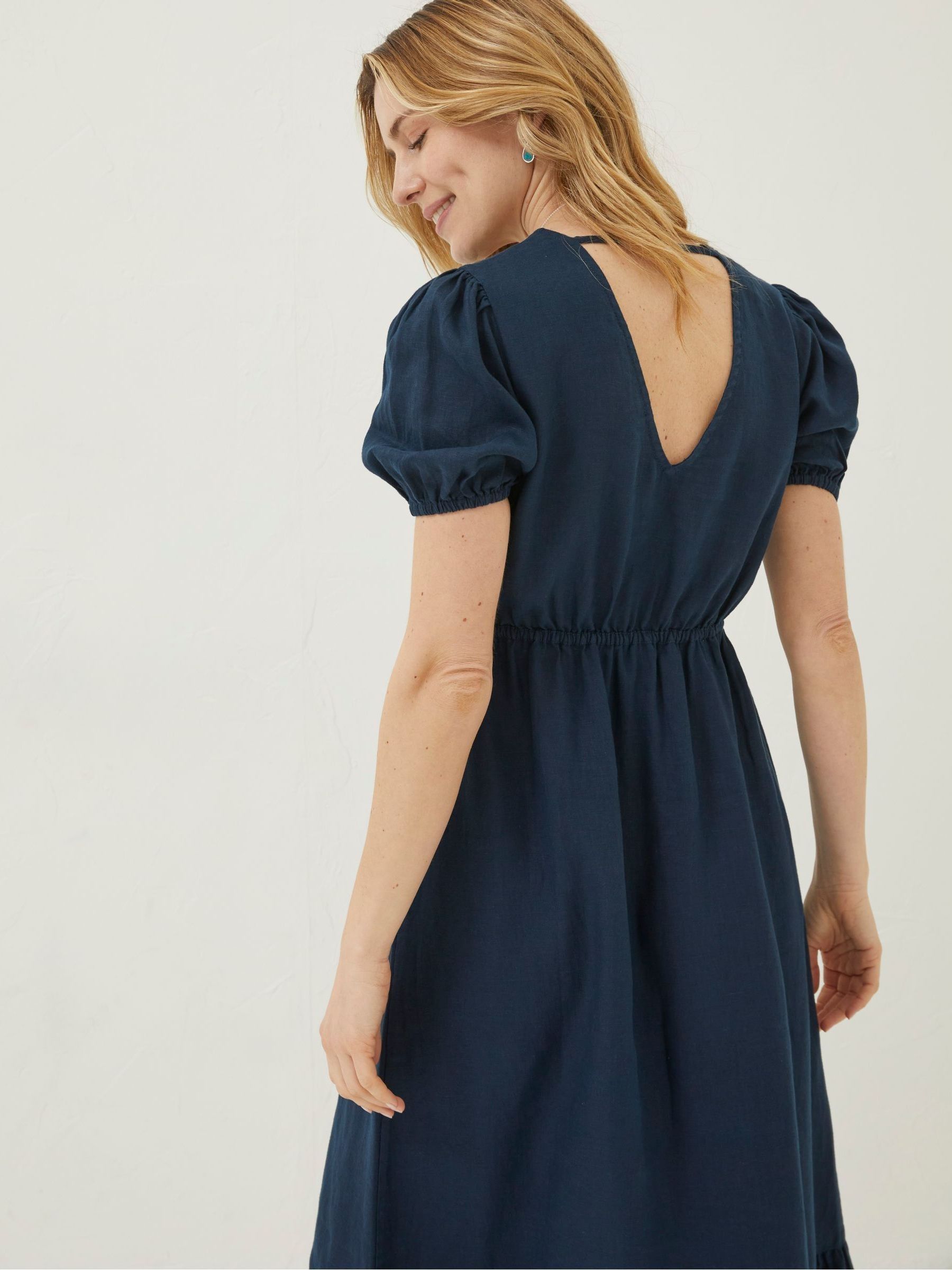 Blue Vivvie Linen Midi Dress - Image 4 of 6