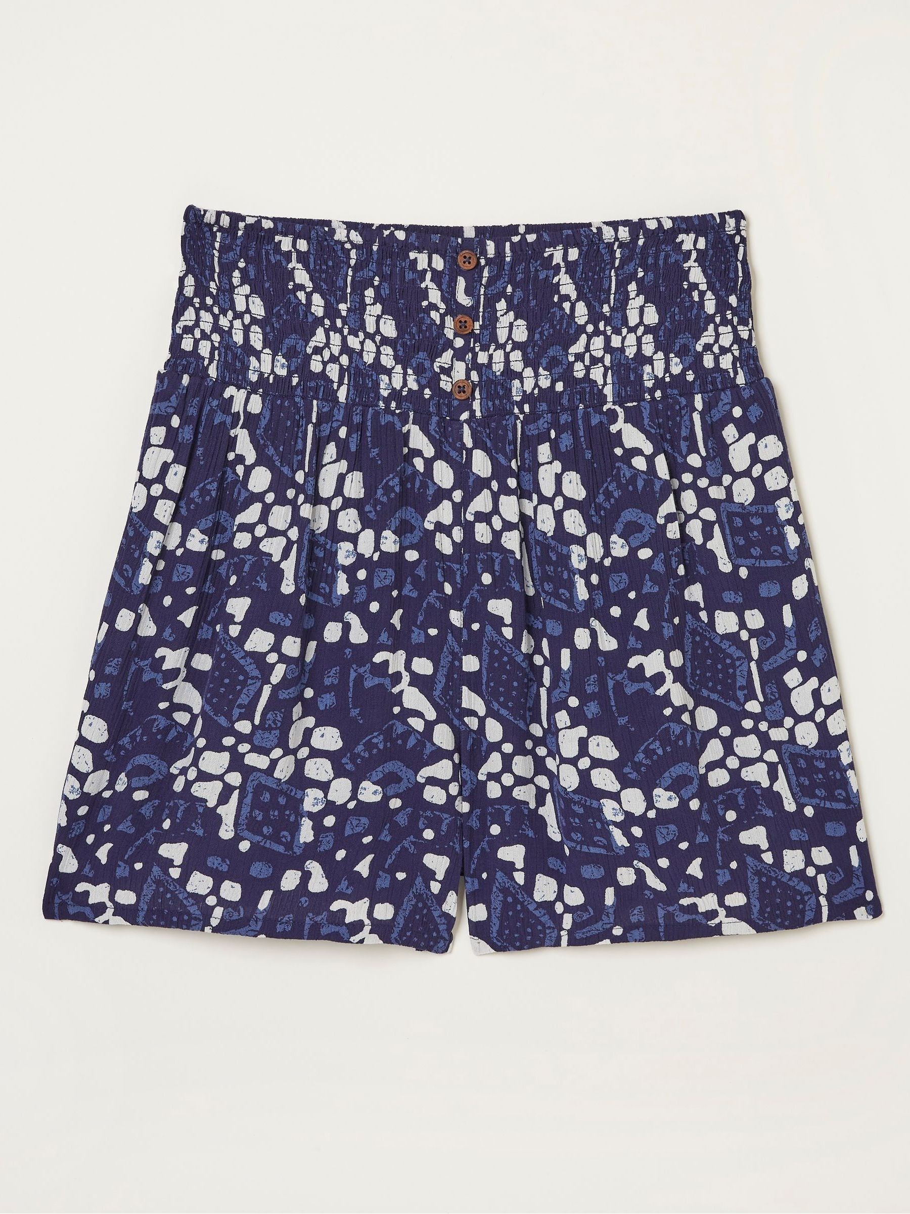 Blue Geo Batik Shirred Shorts - Image 5 of 5