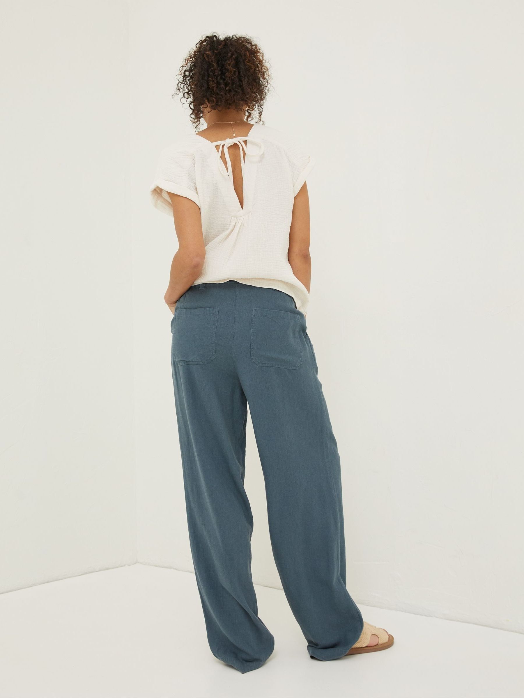 Blue Portloe Cropped Trousers - Image 2 of 4 Blue Portloe Cropped Trousers - Image 2 of 4