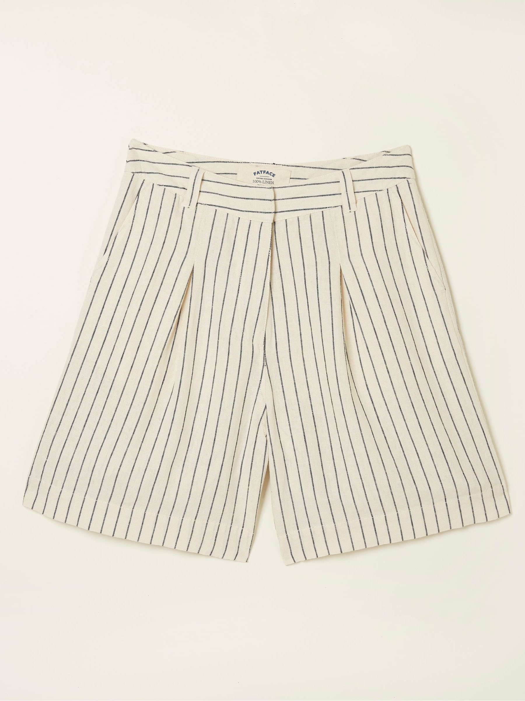 Cream Deal A-Line Stripe Linen Shorts - Image 5 of 5