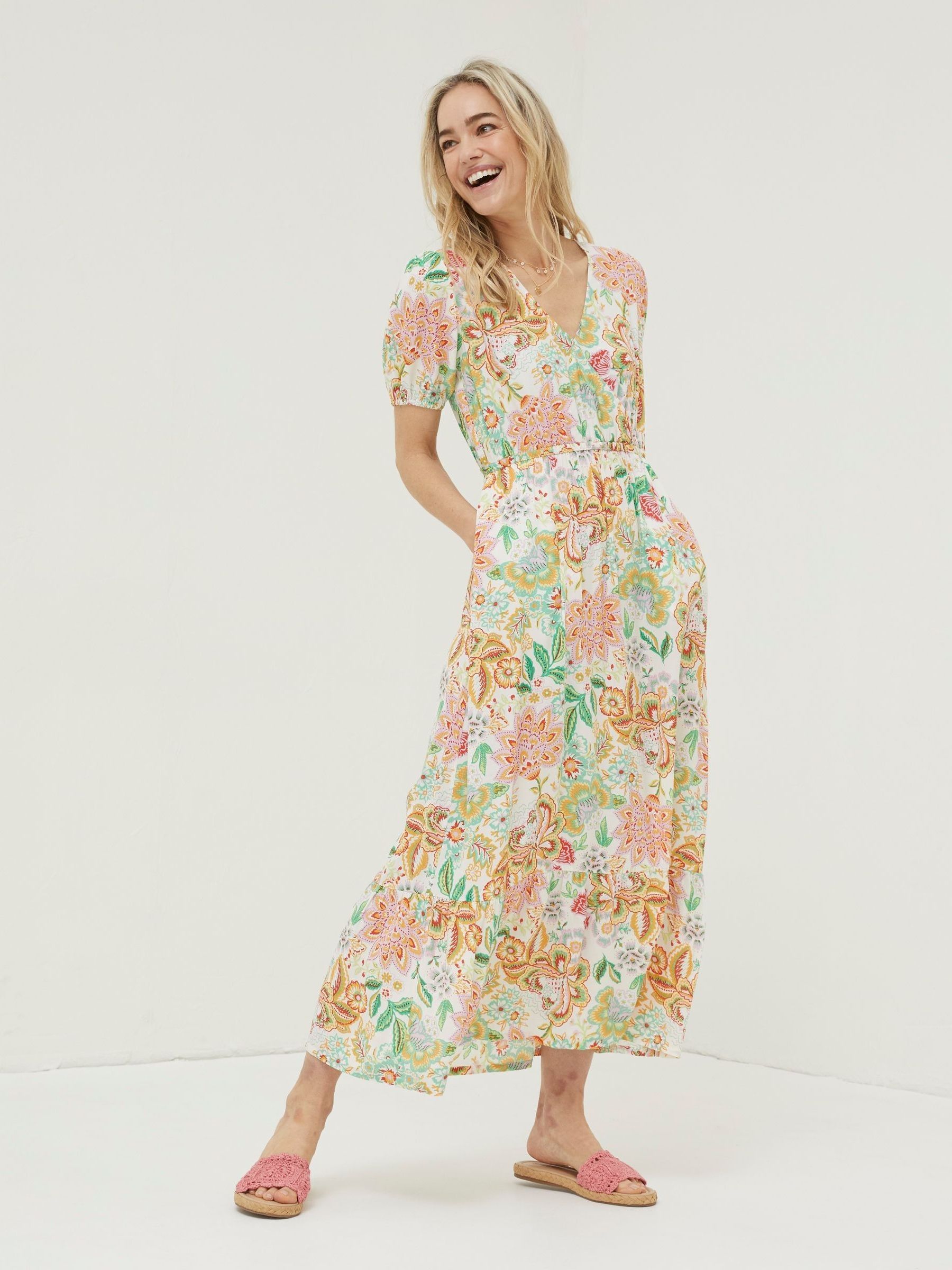Natural Vivvie Paradise Floral Midi Dress - Image 1 of 5