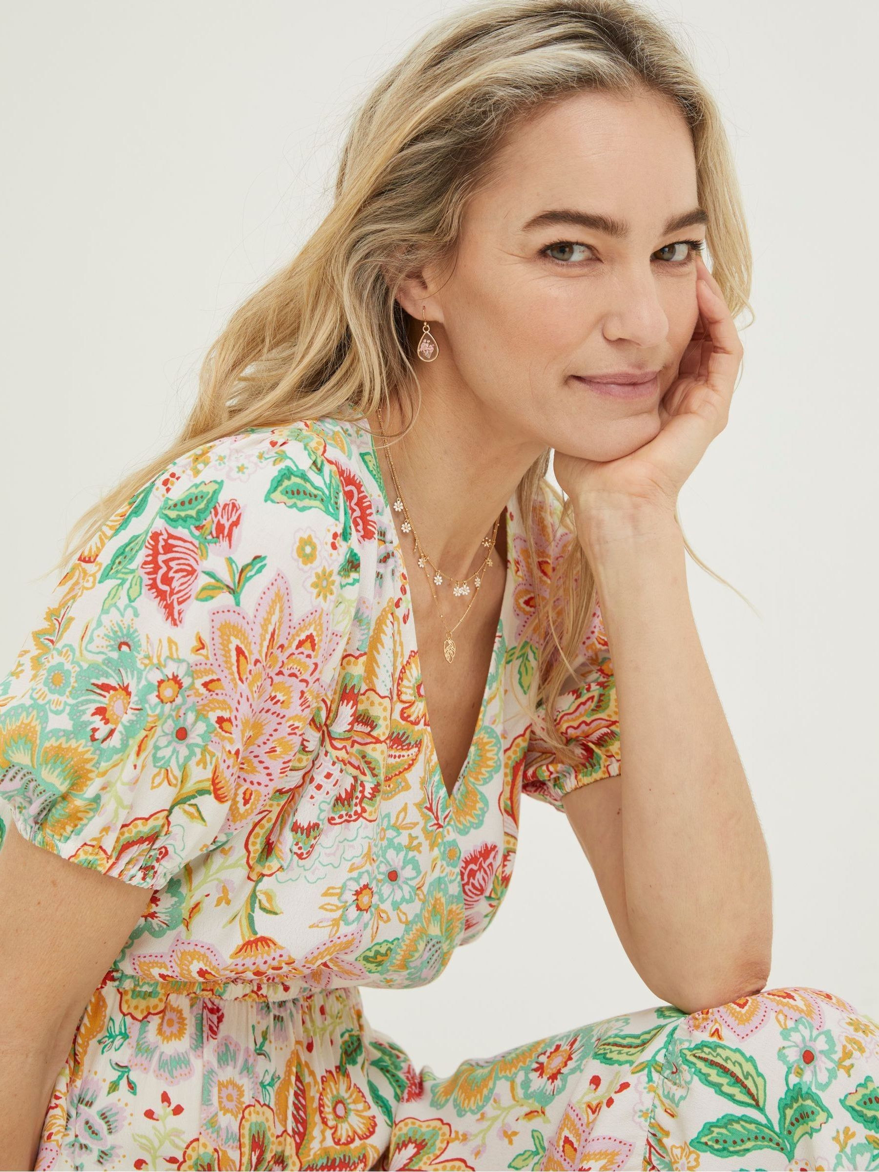 Natural Vivvie Paradise Floral Midi Dress - Image 3 of 5
