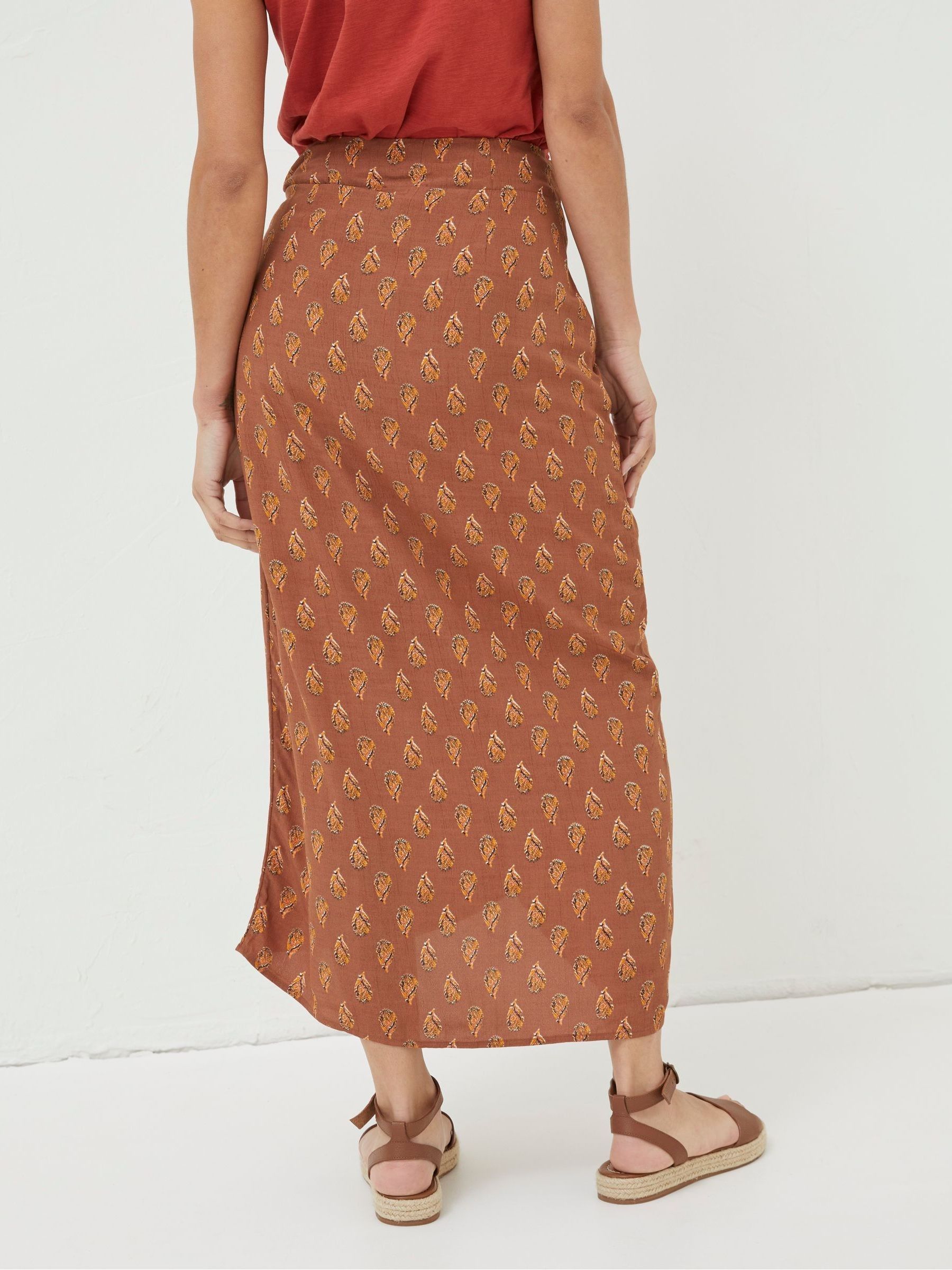 Brown Serren Woodblock Midi Skirt - Image 2 of 5