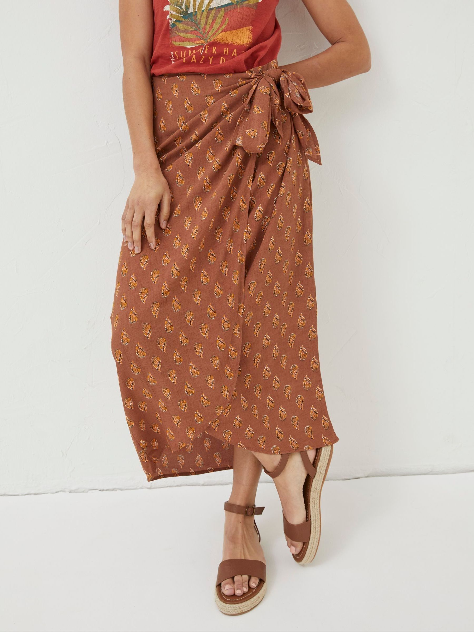 Brown Serren Woodblock Midi Skirt - Image 3 of 5