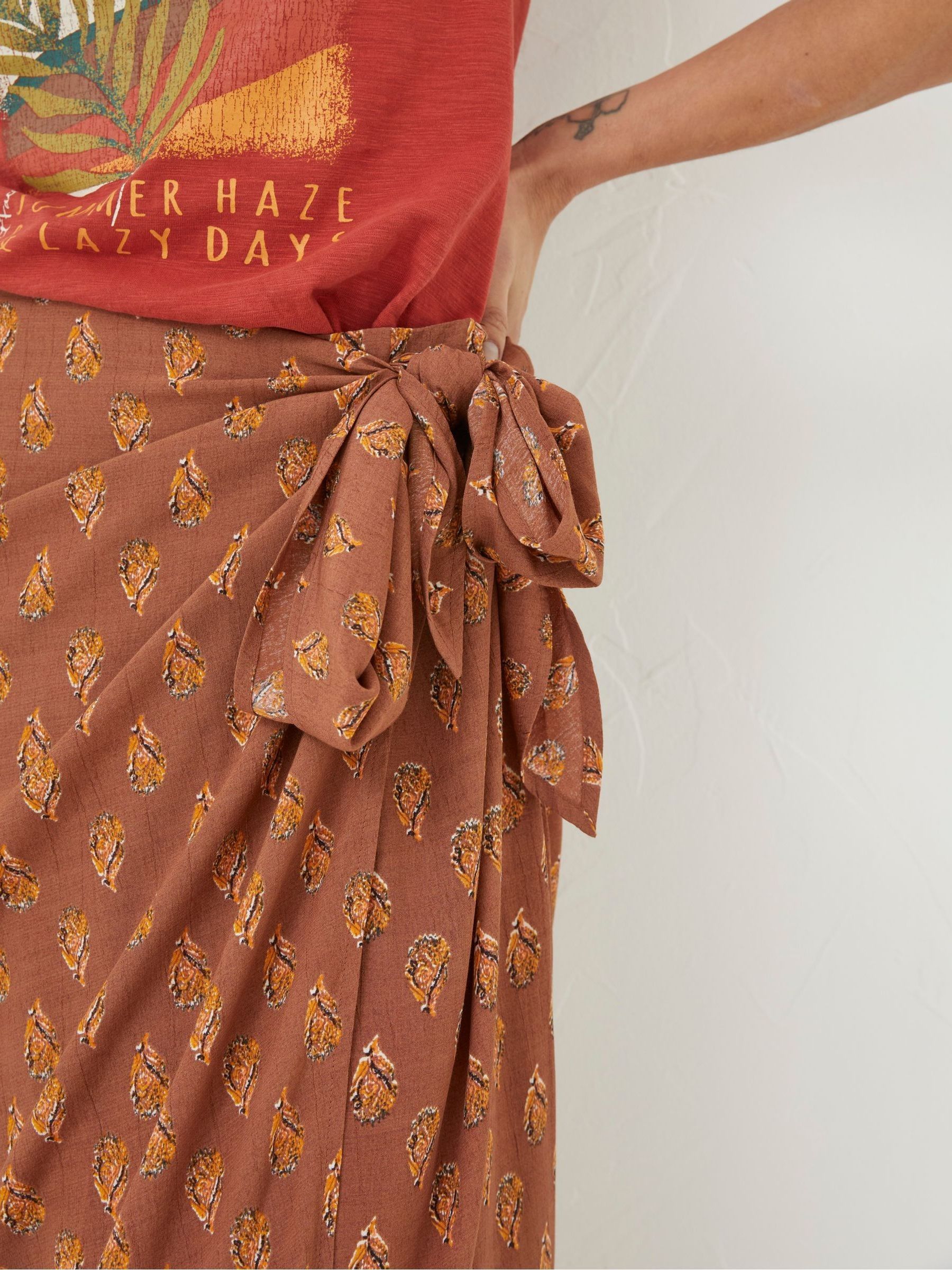 Brown Serren Woodblock Midi Skirt - Image 4 of 5