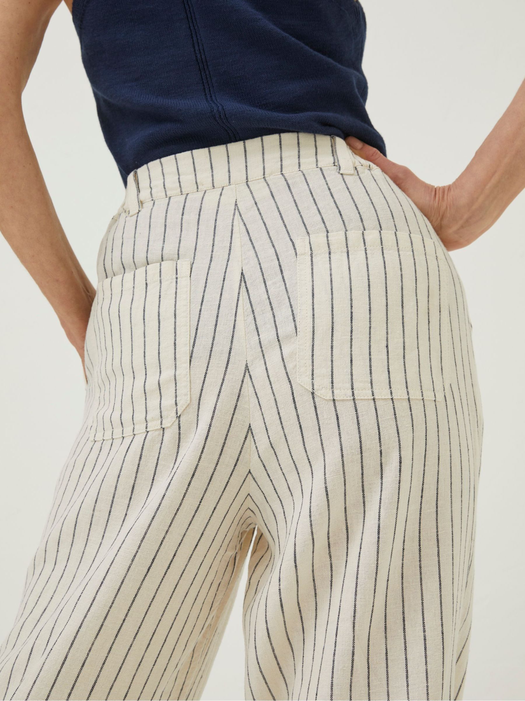 Cream Pendeen Stripe Wide Leg Trousers | FatFace