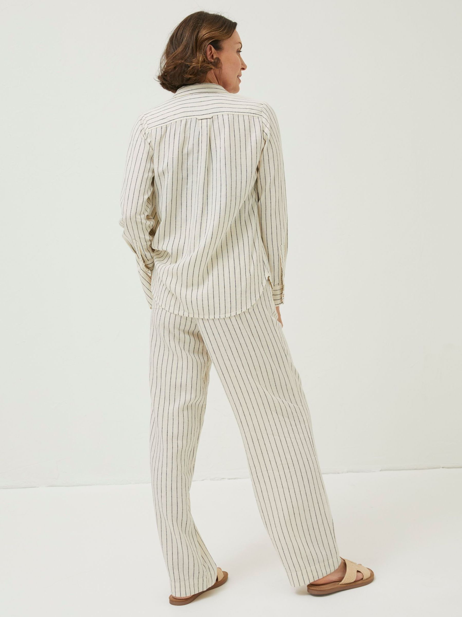 Natural Olivia Stripe Linen Shirt - Image 2 of 5 Natural Olivia Stripe Linen Shirt - Image 2 of 5
