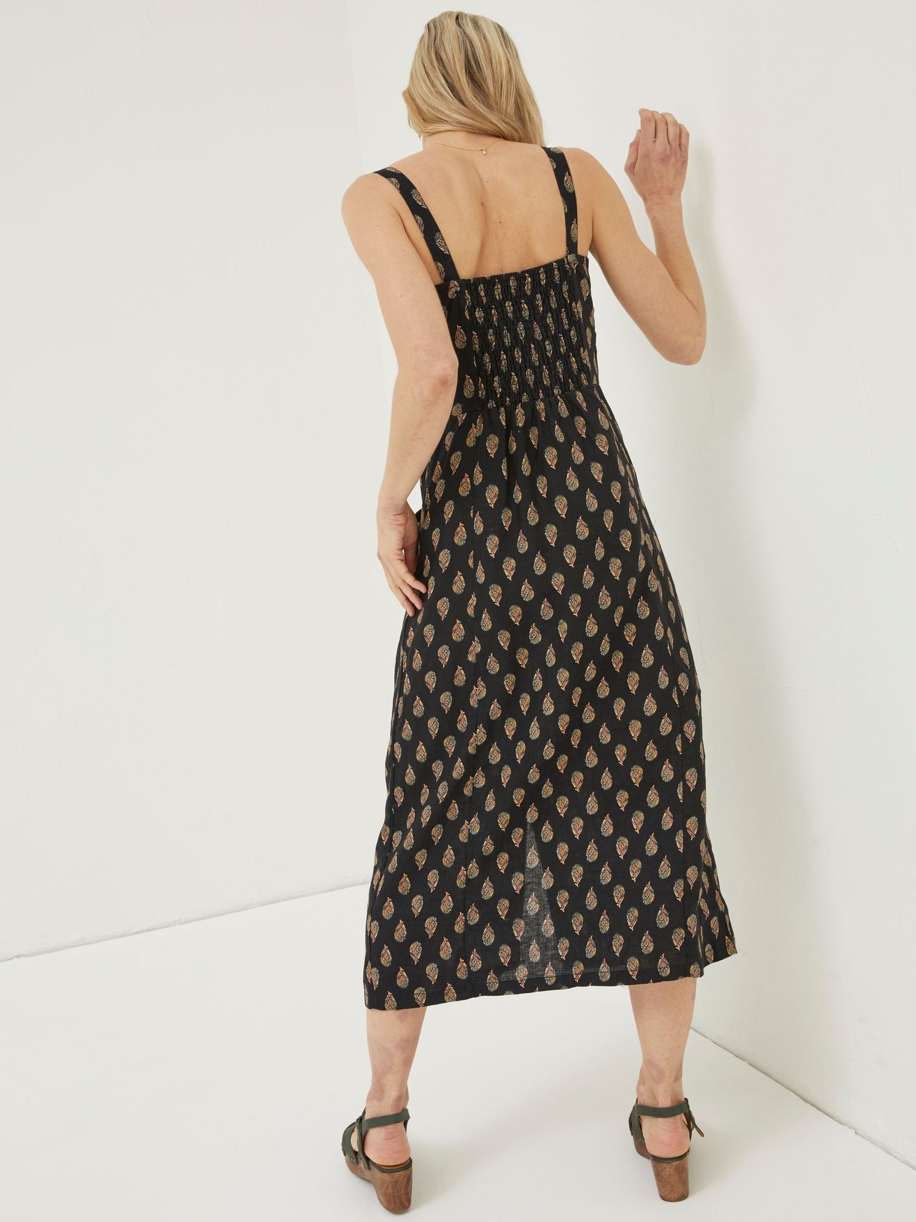 Black Woodblock Corey Linen Dress - Image 2 of 5