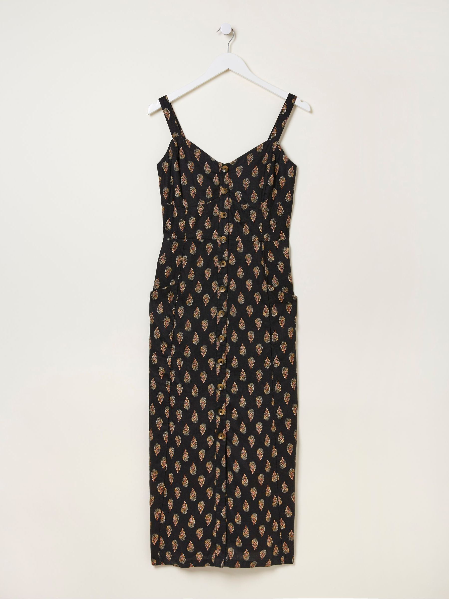 Black Woodblock Corey Linen Dress - Image 5 of 5