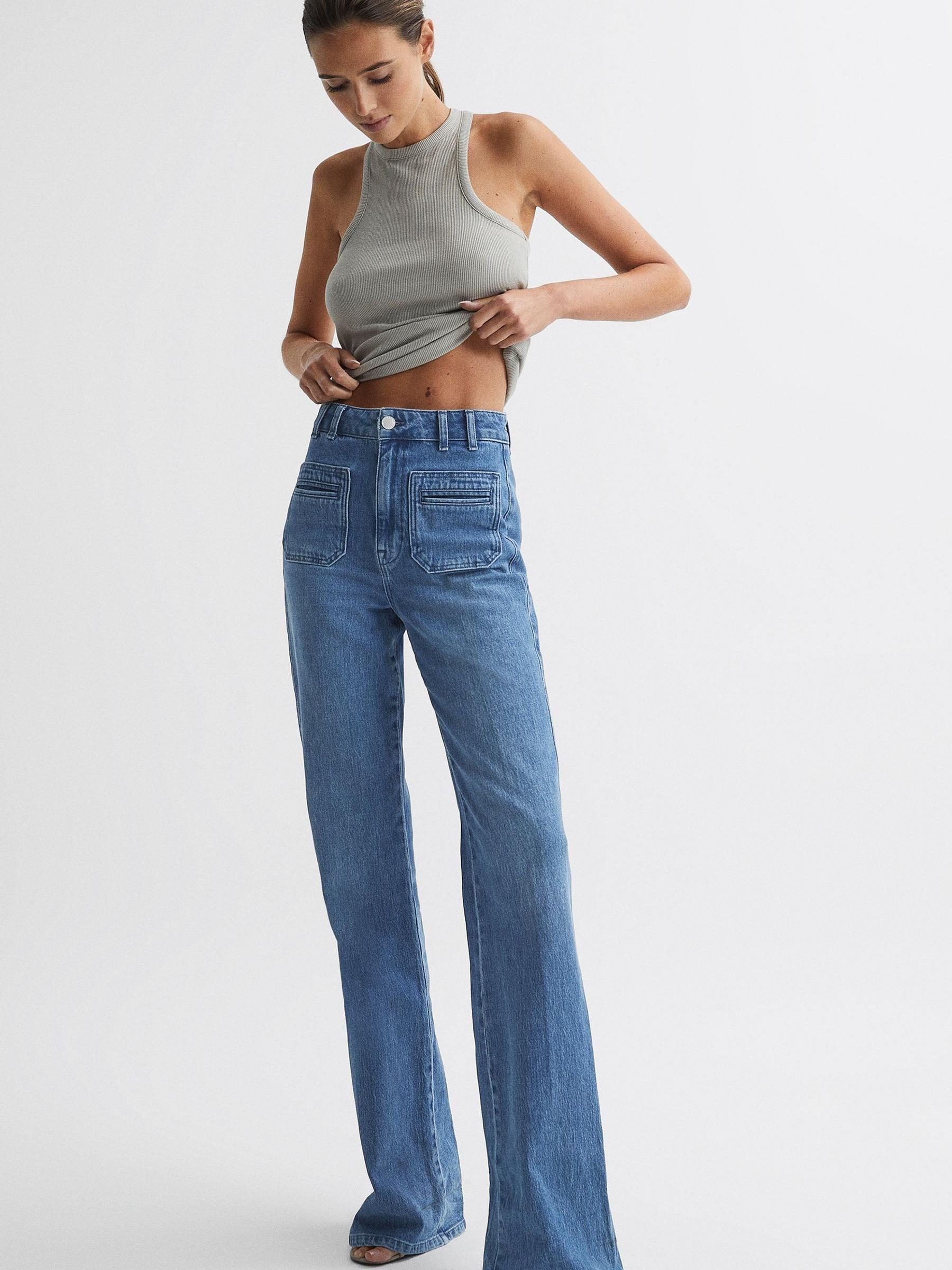Regular Wide Leg Jeans in Light Blue - Image 1 of 9