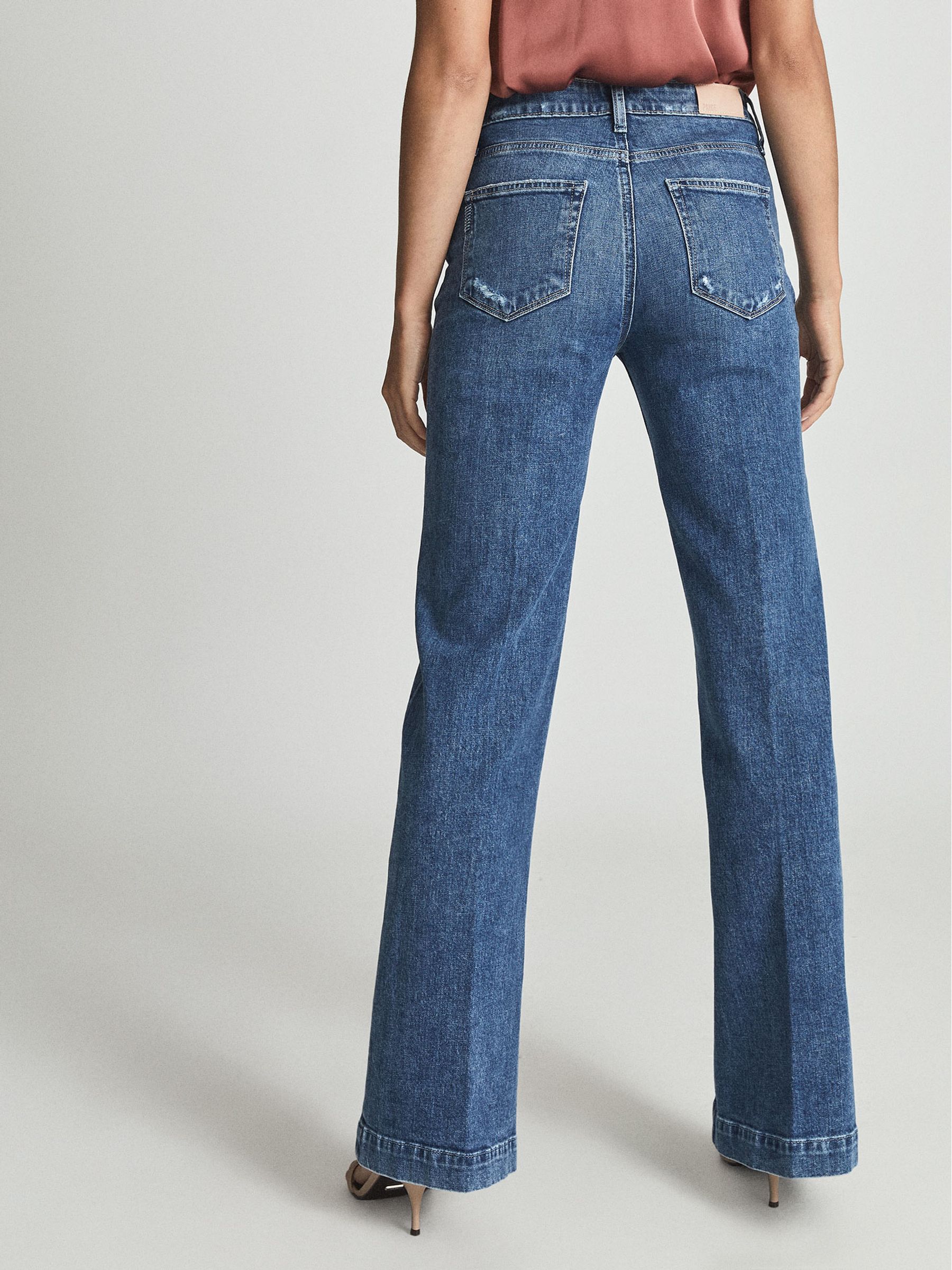 Paige High Rise Flared Jeans in Mid Blue - Image 5 of 6