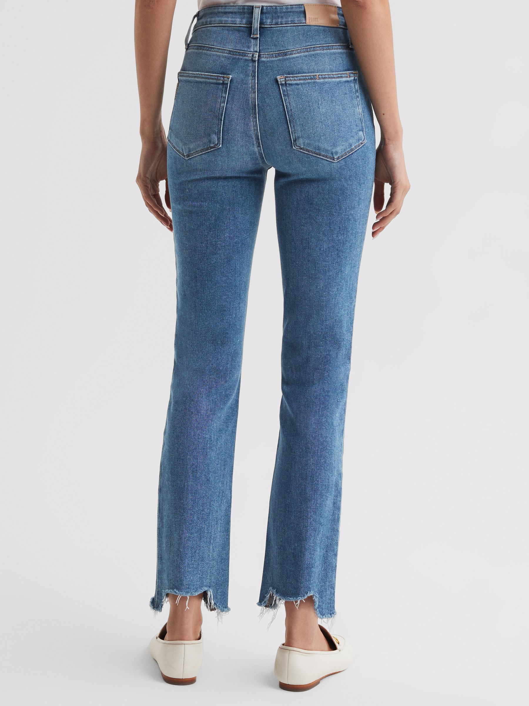 Paige High Rise Slim Fit Jeans in Light Wash Deni - Image 4 of 7