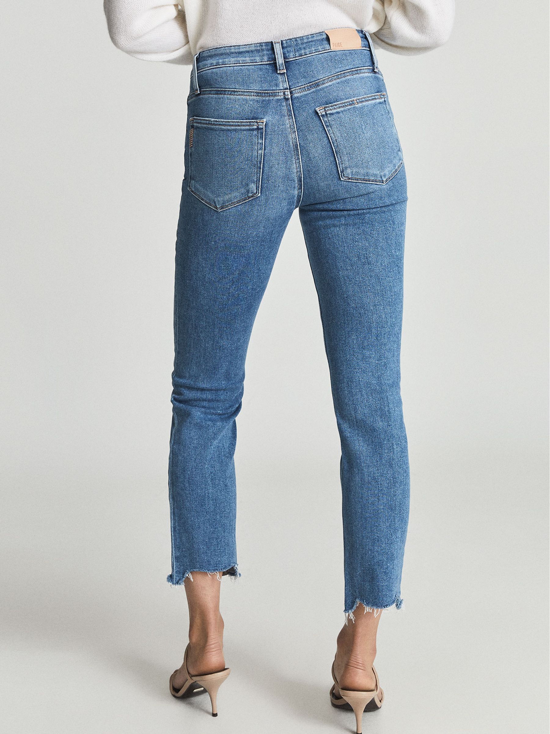 Paige High Rise Slim Fit Jeans in Light Wash Deni - Image 5 of 7