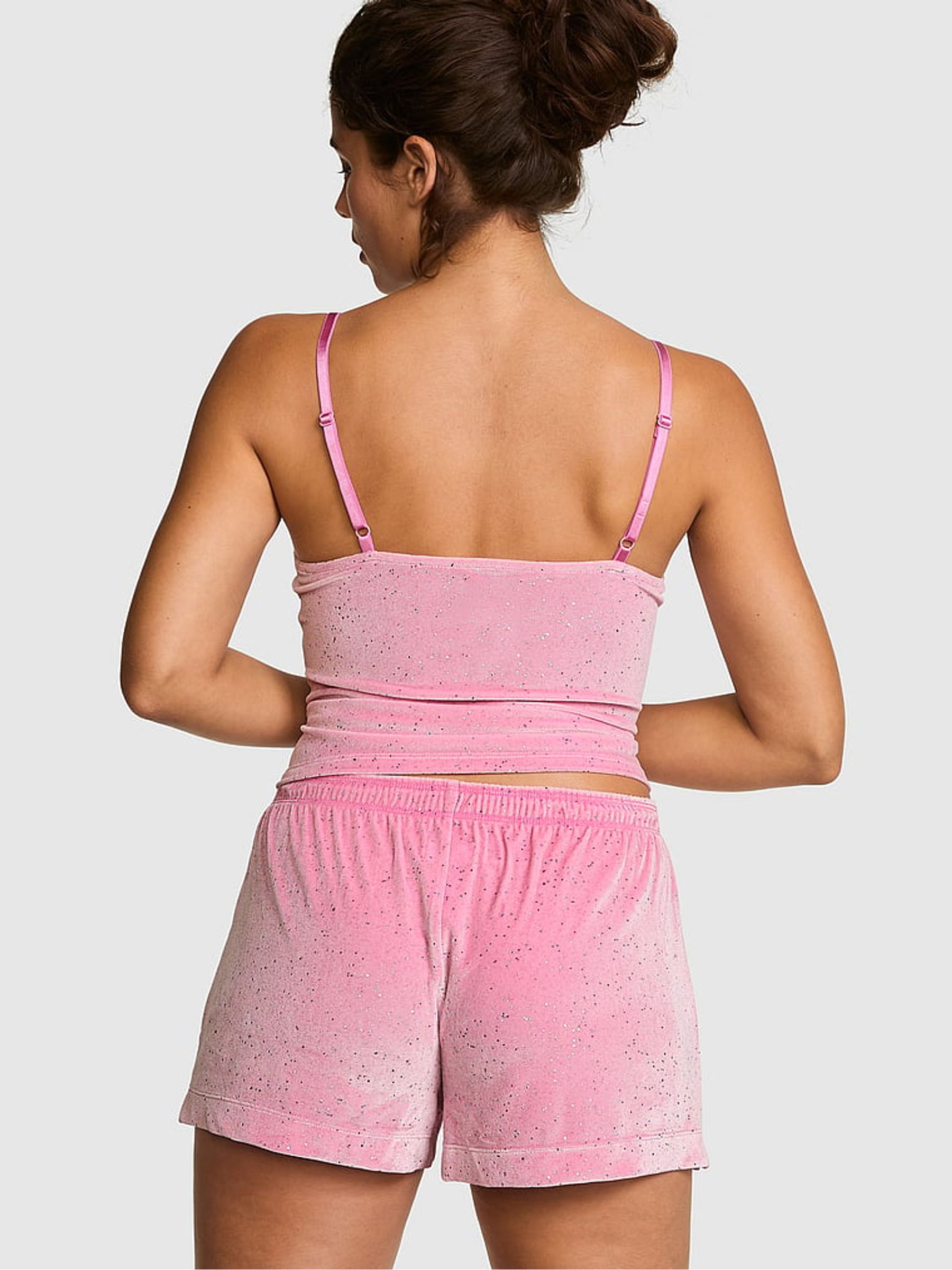 Moonstone Pink Short Velvet Confetti Pyjama Bottoms - Image 3 of 3
