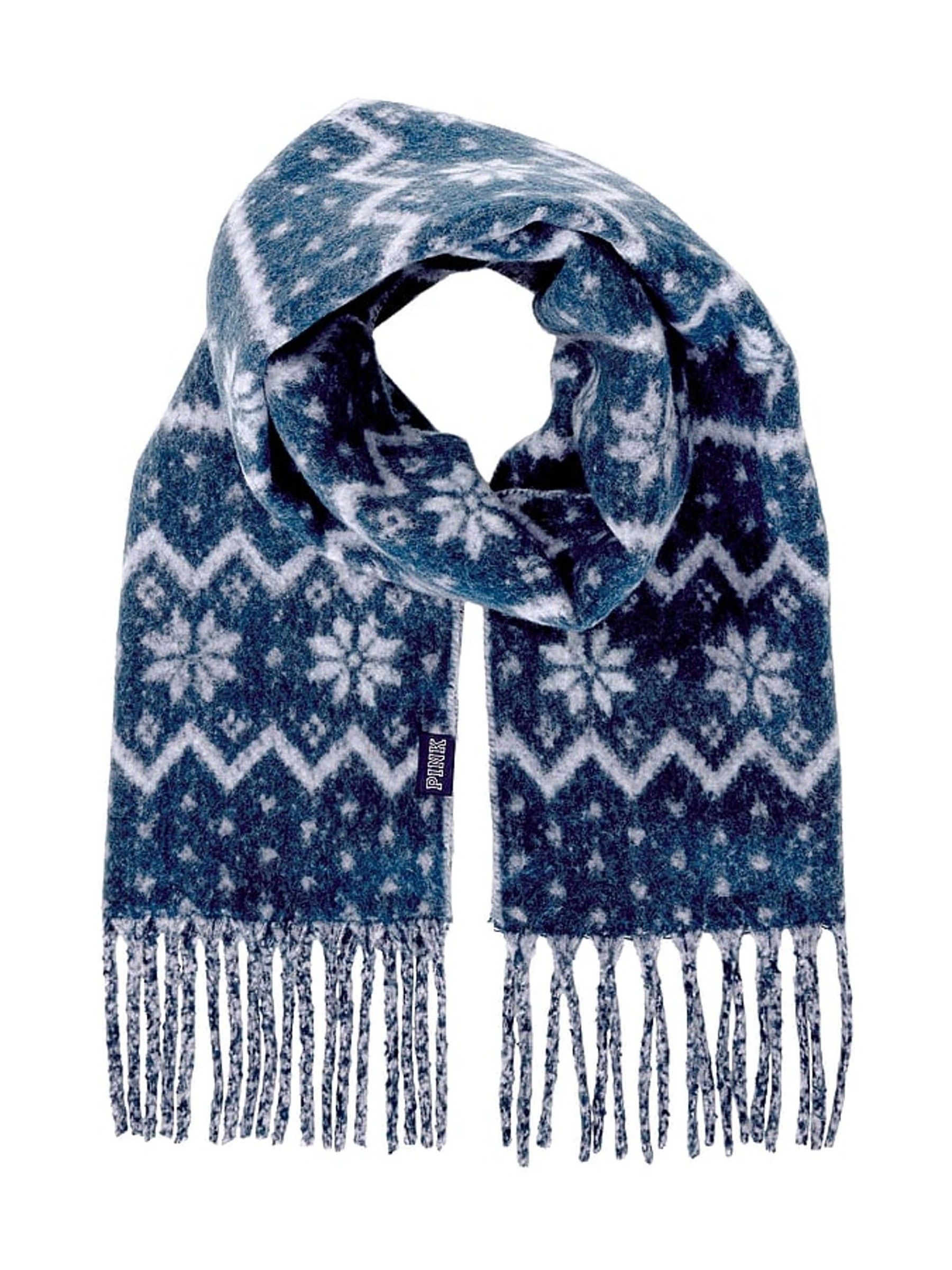 Navy Blue Fair Isle Blanket Scarf - Image 2 of 2