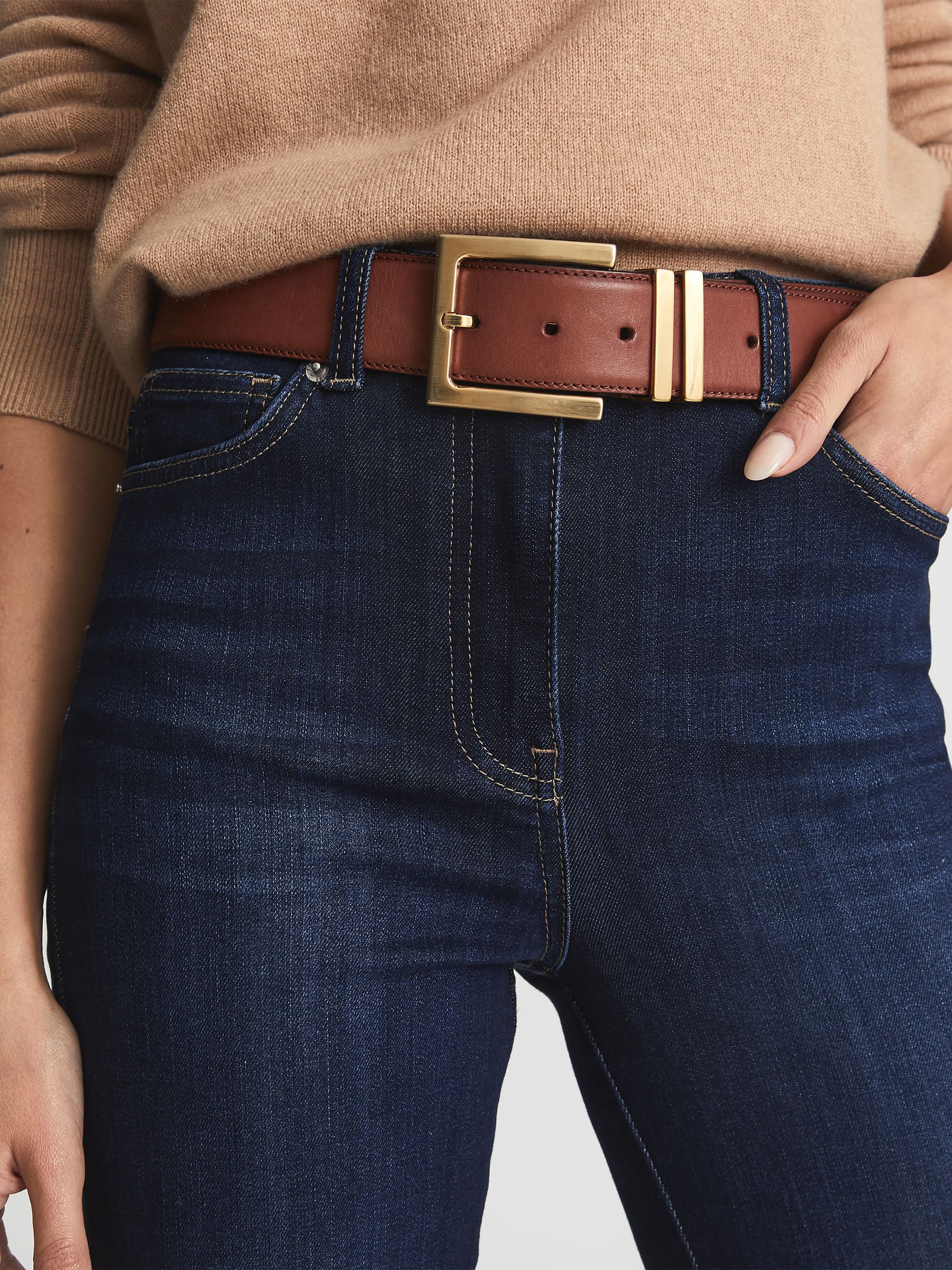 High Rise Flared Jeans in Dark Indigo - Image 4 of 7