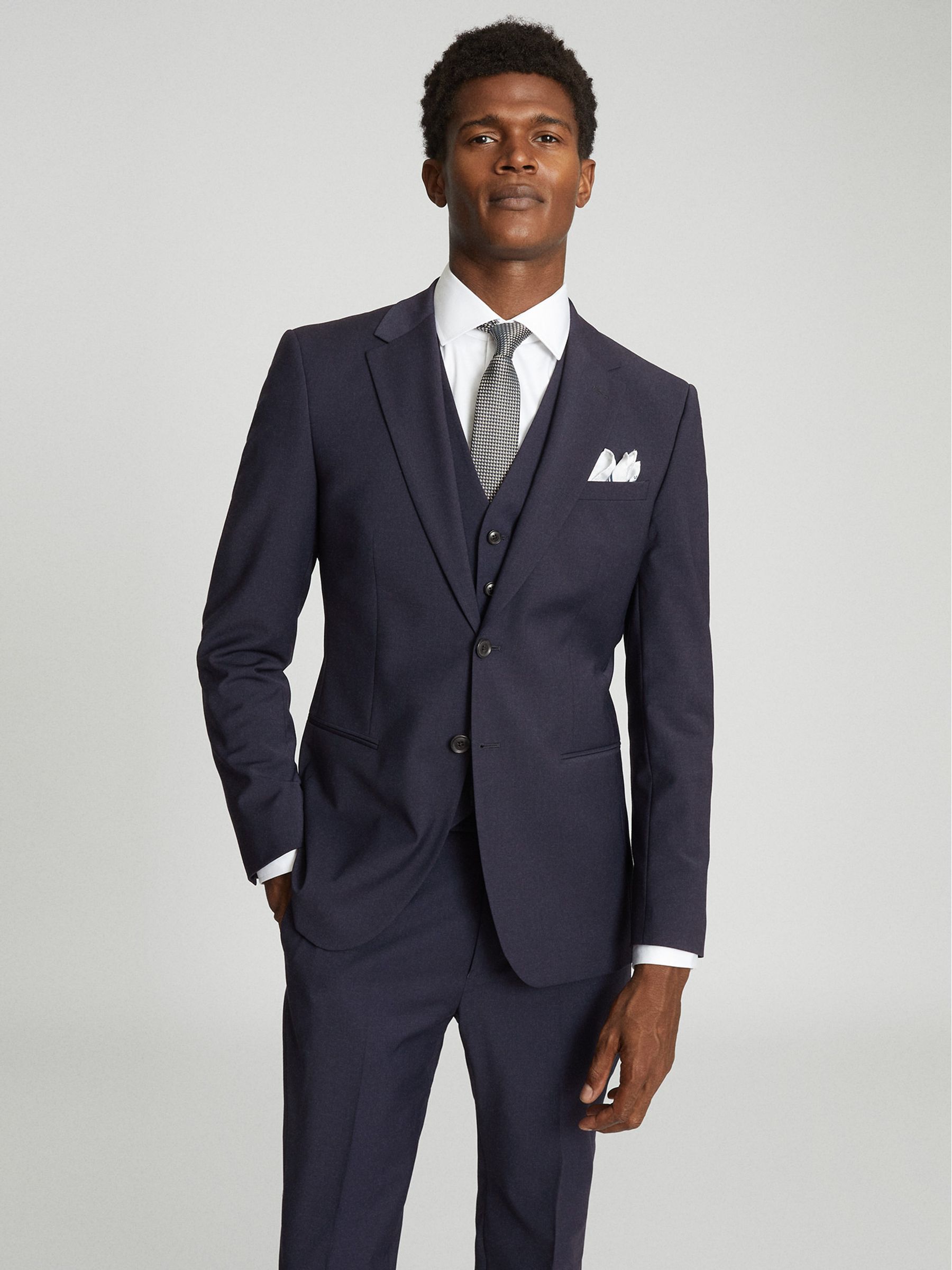 Modern Fit Travel Blazer in Navy - Image 1 of 6
