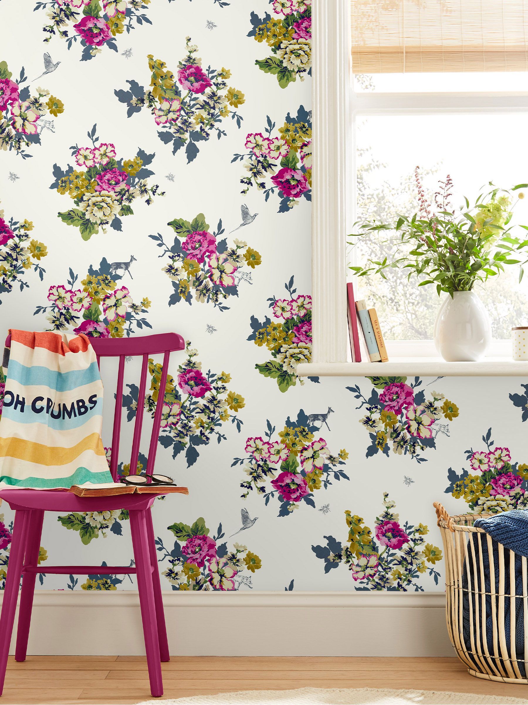 Creme Floral Wallpaper Sample Wallpaper - Image 1 of 3