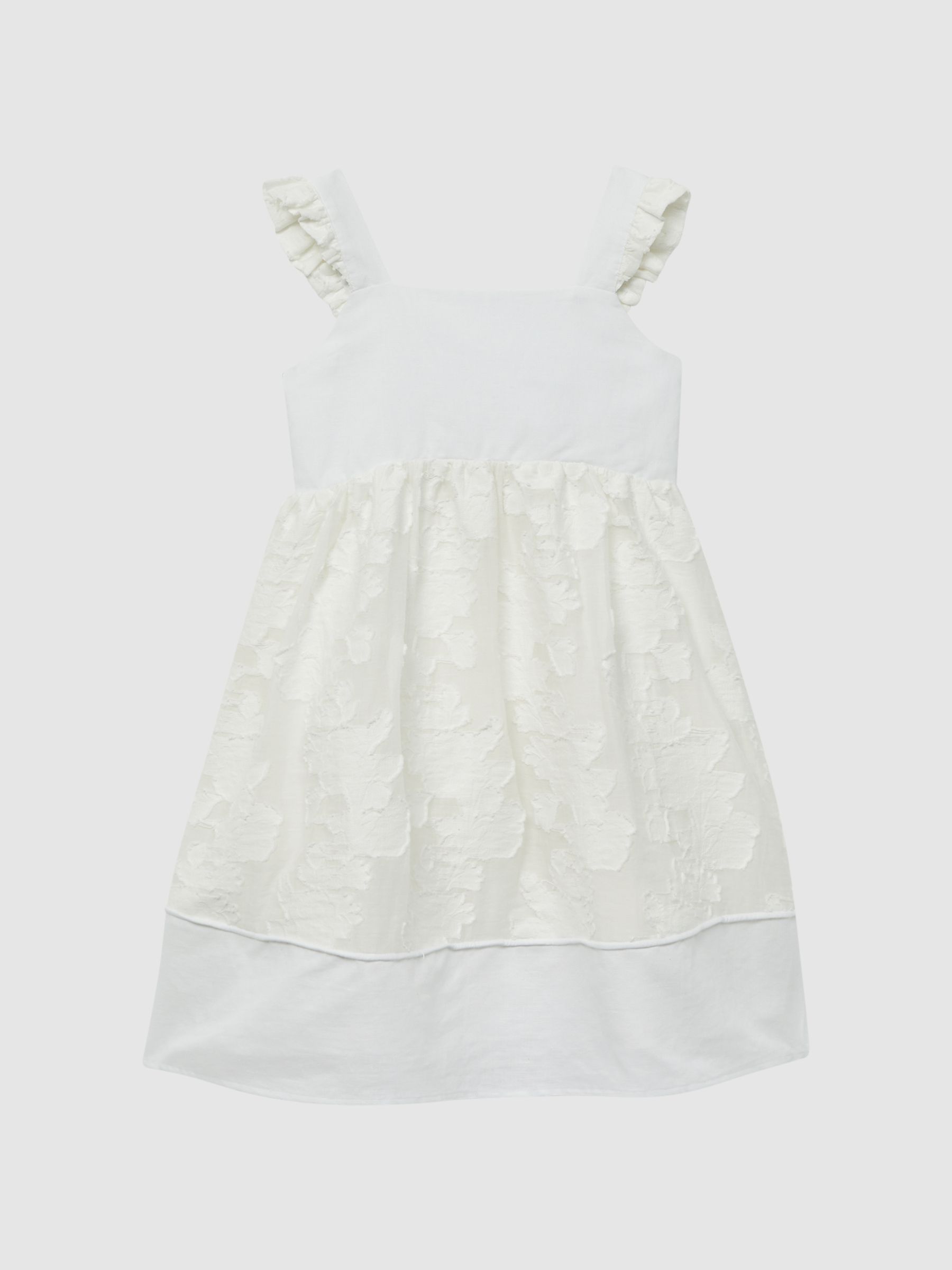 Lace Detail Bow Back Dress in White - Image 2 of 6