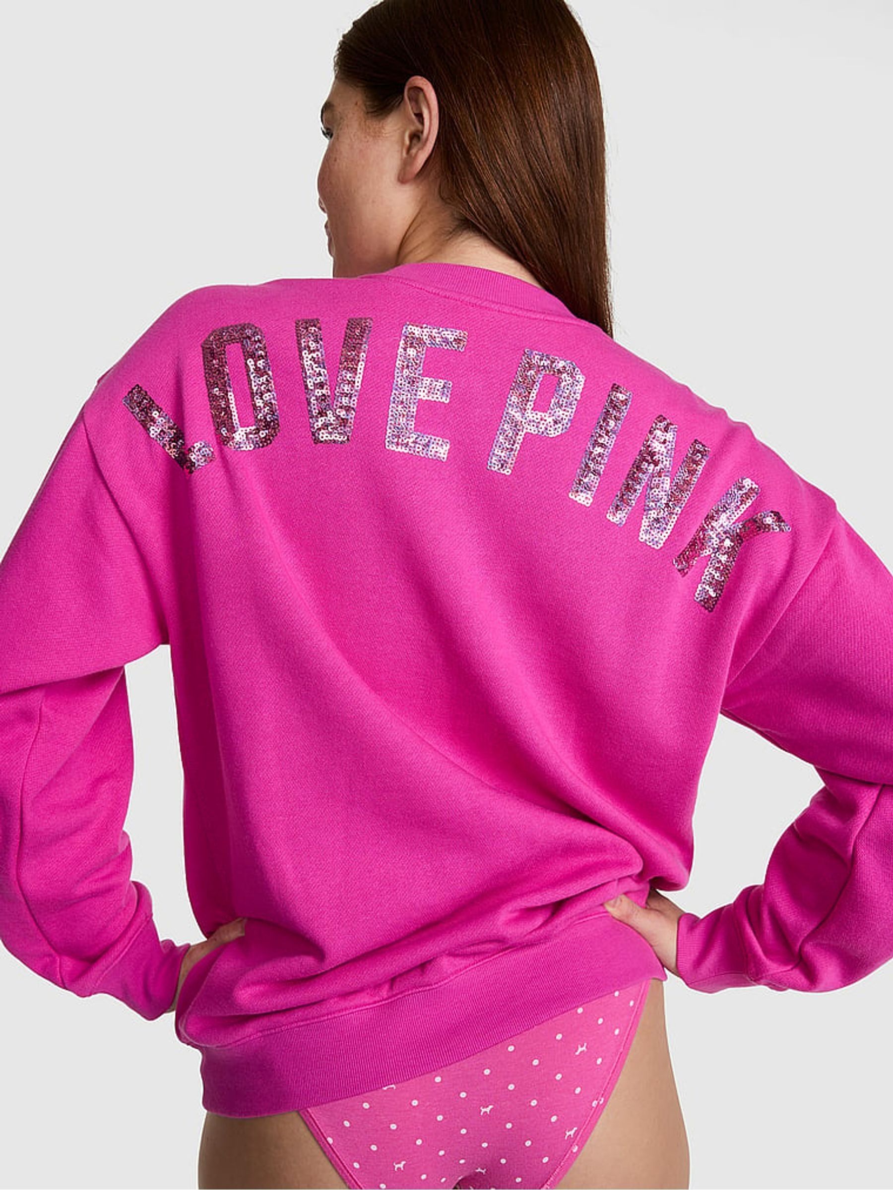 Pink Fire Sequin Backstage Fleece Sweatshirt - Image 2 of 2